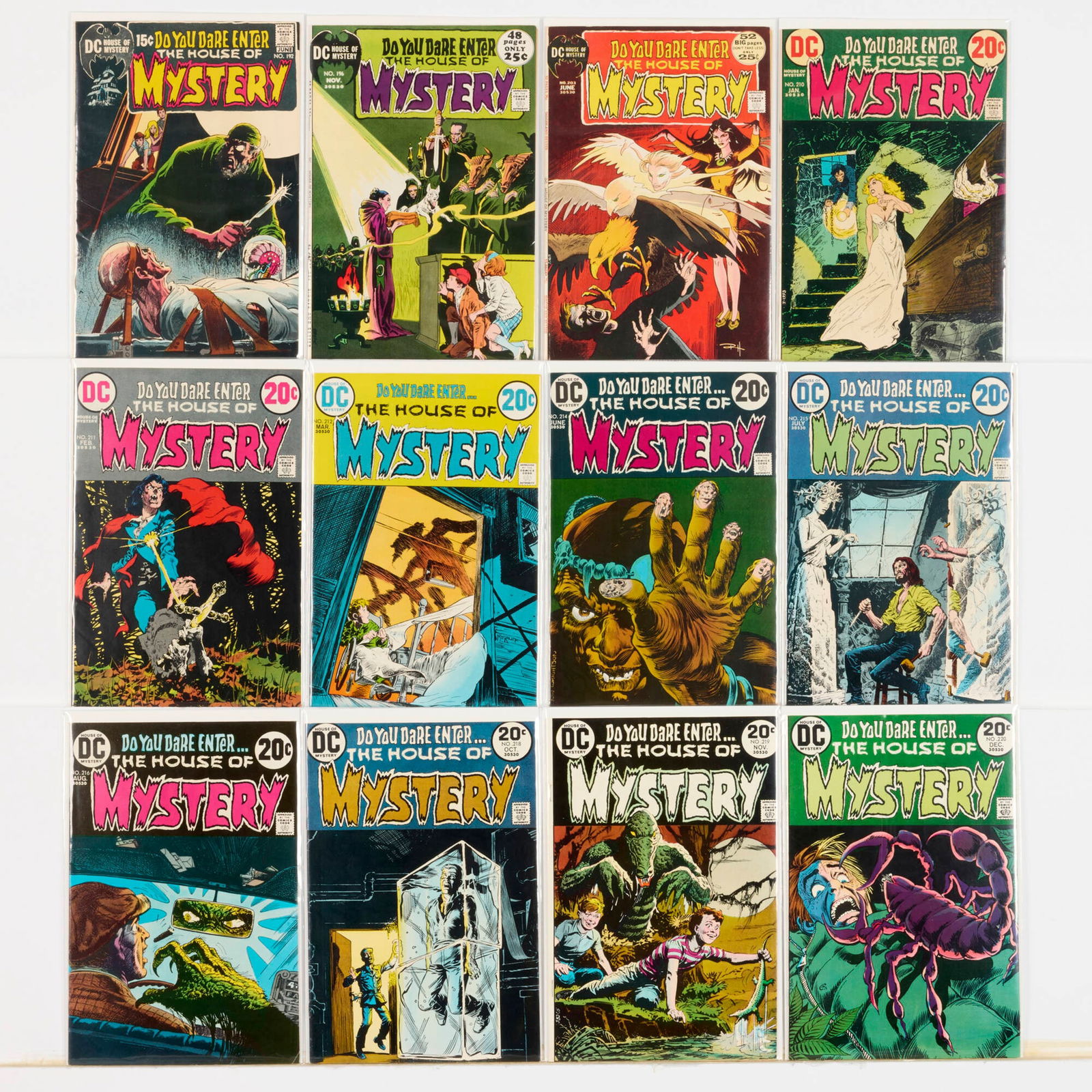 12 DC Comics House of Mystery #192-#220 Group: 12 DC Comics House of Mystery #192-#220 Group USA, 20th Century Group includes: DC Comics House of Mystery #192, #196, #203, #210-#212, #214-#216, #218-#220 (Grades range 6.0-8.0). This work