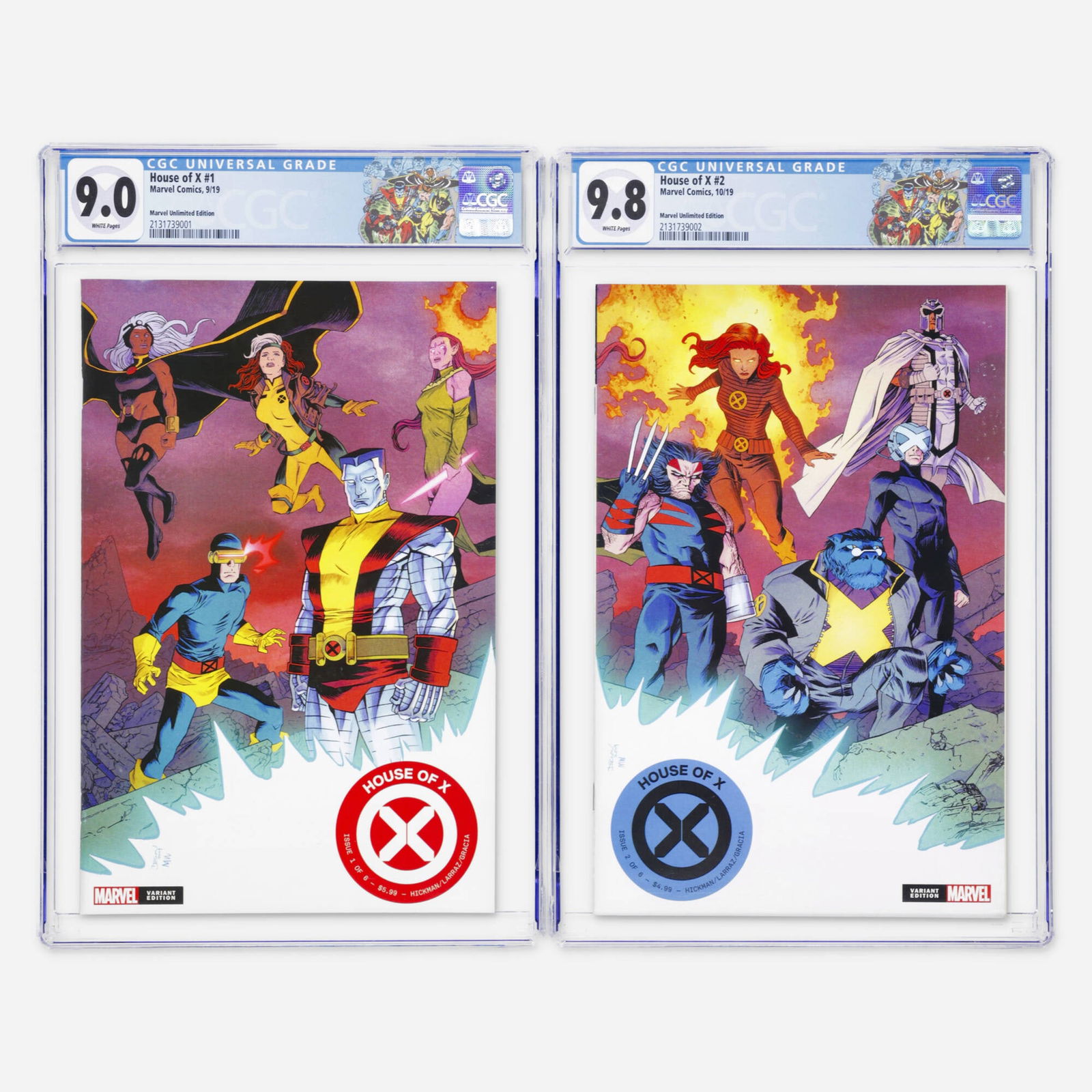 2 Marvel Comics House of X #1 and #2 Marvel Unlimited Edition CGC Group: 2 Marvel Comics House of X #1 and #2 Marvel Unlimited Edition CGC Group USA, 2019 Marvel Comics House of X #1 CGC 9.0 Marvel Unlimited Edition (9/19) CGC#: 2131739001Population: 1 in 9.0, 13