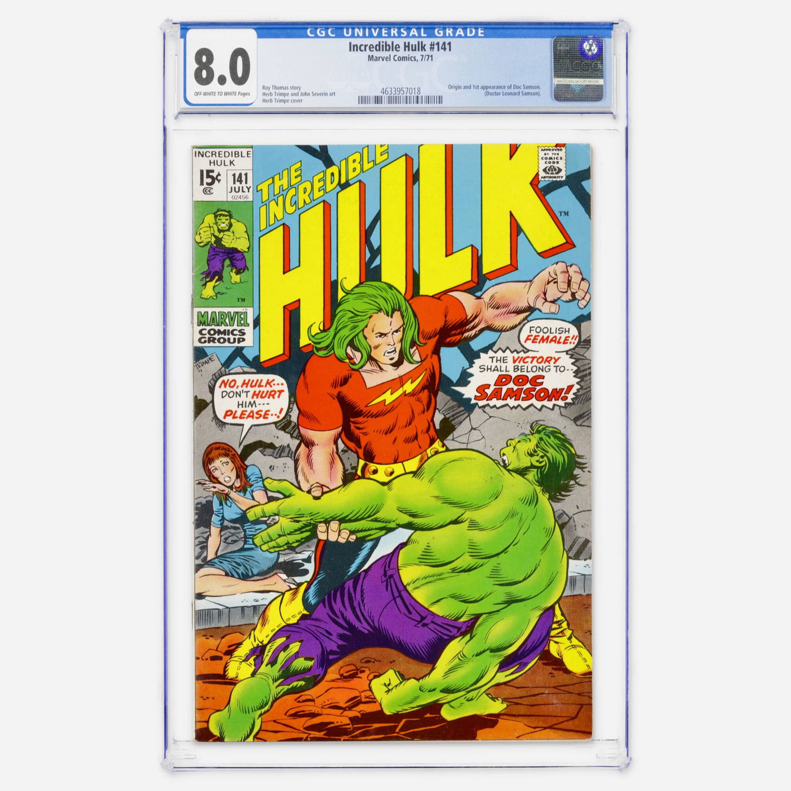 Marvel Comics Incredible Hulk #141 CGC 8.0 (1 of 2)