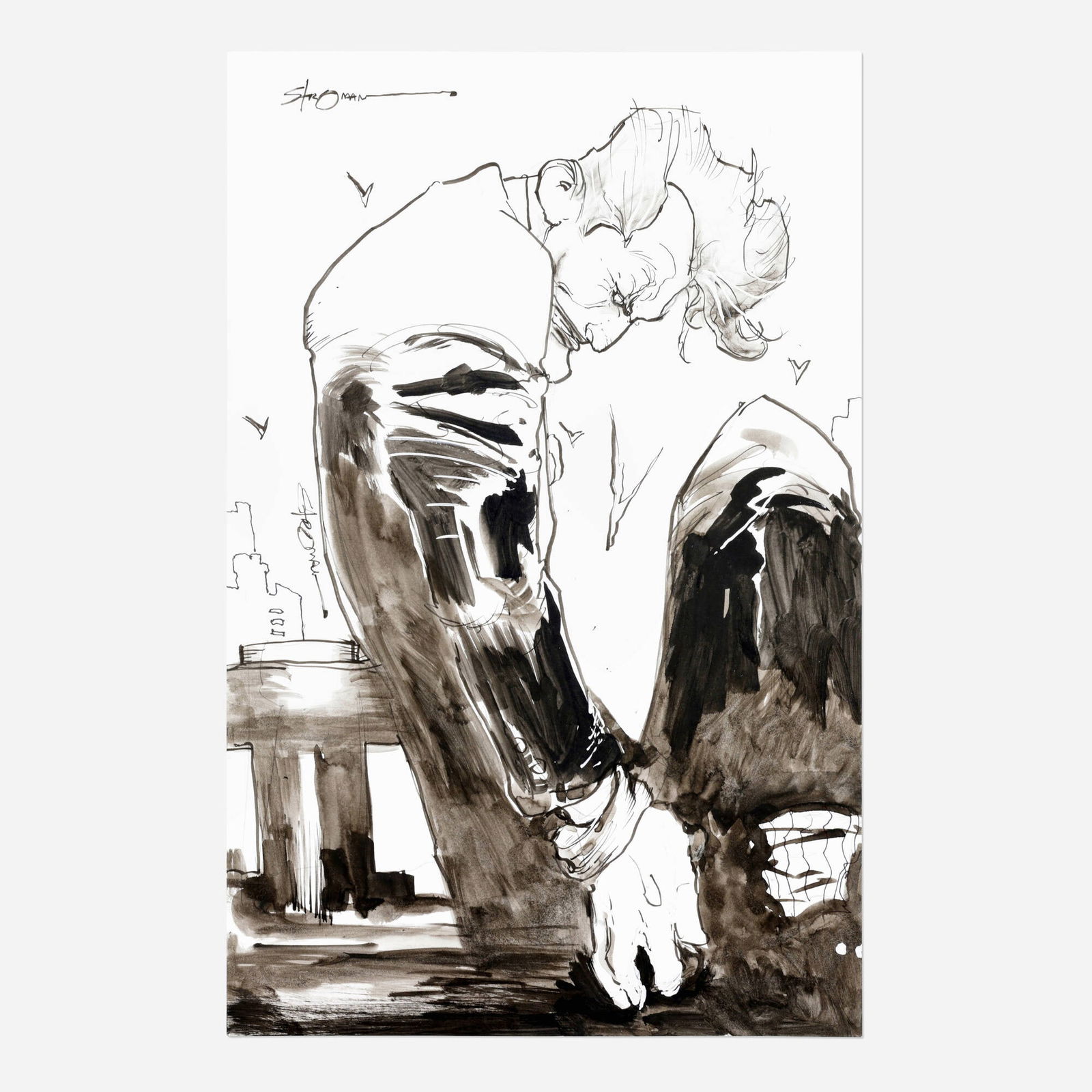 Larry Stroman, Joker Original Illustration (2025): Larry Stroman Joker Original Illustration (2025) pencil, ink, and wash on board Condition Notes: Art is in overall very good condition This work will ship from Millville, Massachusetts.