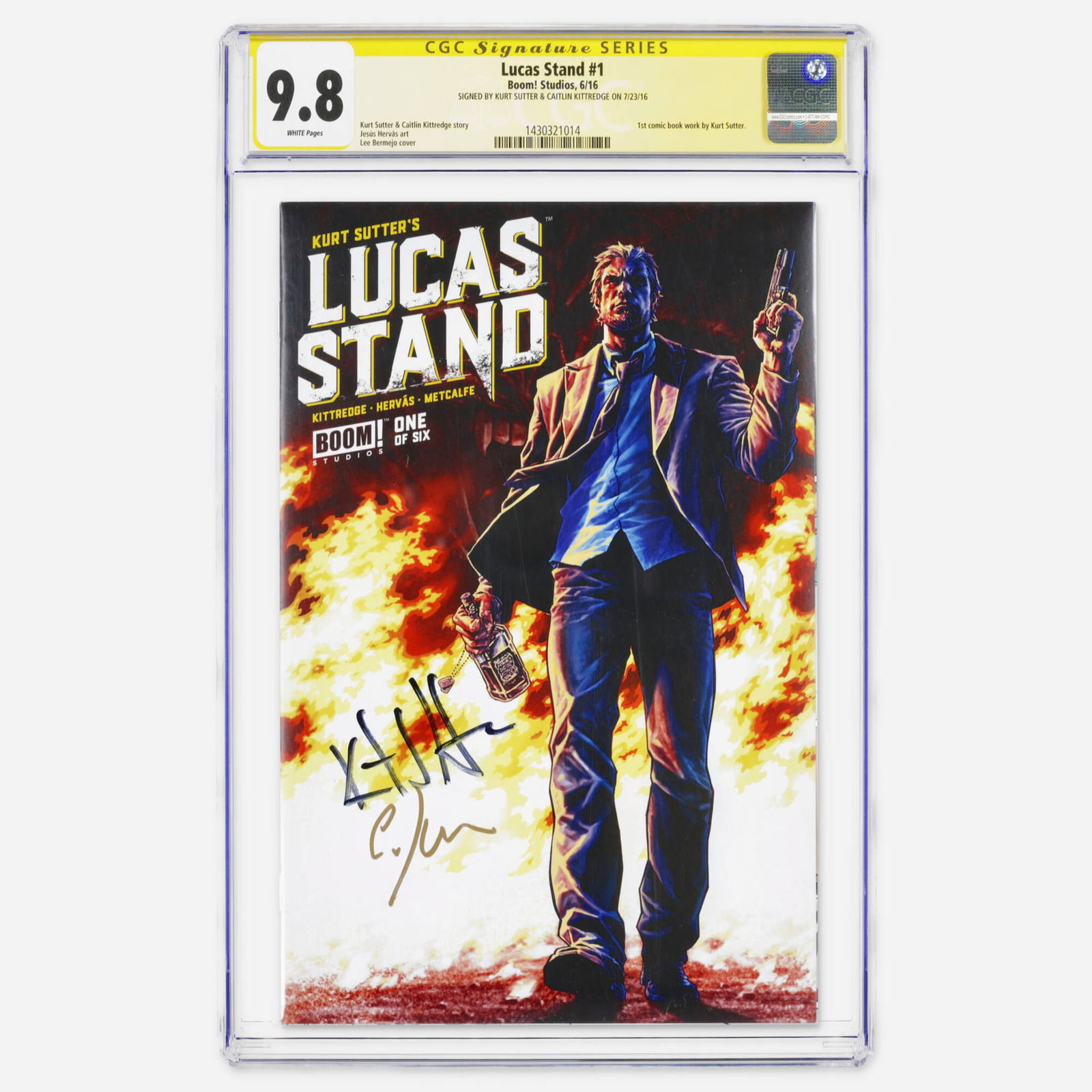 Boom! Studios Lucas Stand #1 CGC 9.8 Convention Edition Signature Caitlin Kittredge Kurt Sutter: Boom! Studios Lucas Stand #1 CGC 9.8 Convention Edition Signature Series Caitlin Kittredge Kurt Sutter USA, 2016 This Modern Age San Diego Comic-Con 2016 exclusive is the first comic book work by