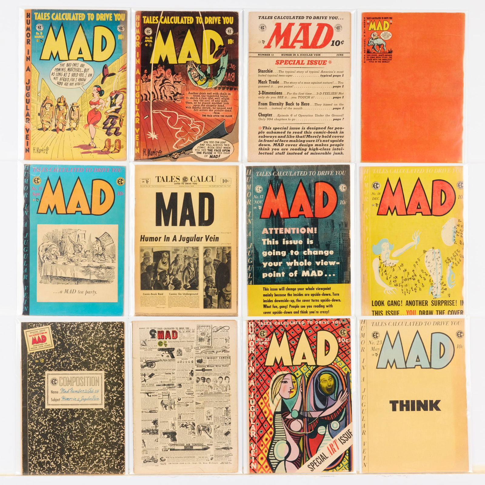 12 E.C. Comics Mad #9-#23 Group: 12 E.C. Comics Mad #9-#23 Group USA, 20th Century Group includes:E.C. Comics Mad #9, #10, #12, #13, #15-#18, #20 (Grades range 3.0-5.0), #21 (2.0-3.0), #22, #23 (Grades range 3.0-5.0).