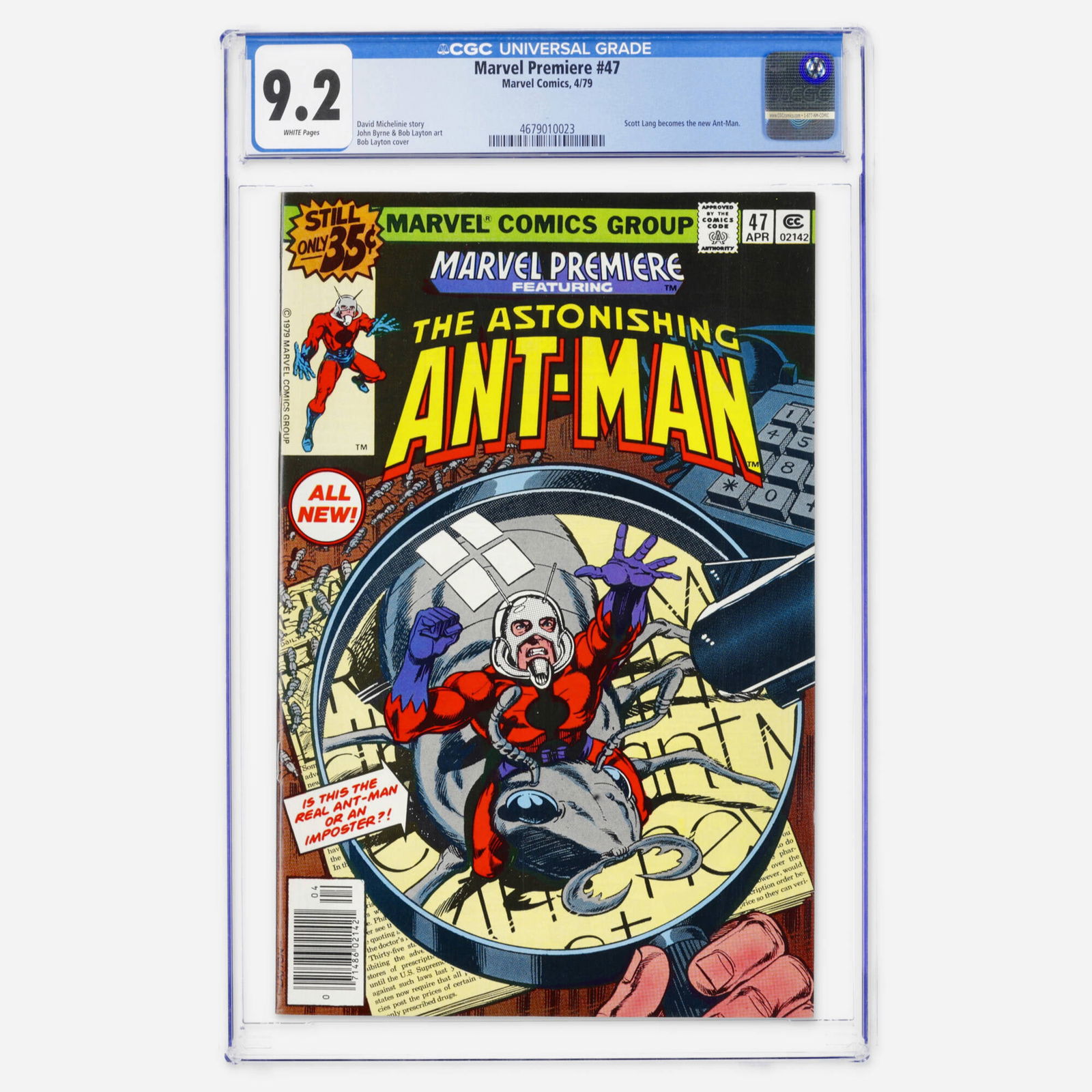 Marvel Comics Marvel Premiere #47 CGC 9.2: Marvel Comics Marvel Premiere #47 CGC 9.2 USA, 1979 A historic Bronze Age key where Scott Lang becomes the new Ant-Man. The book is written by David Michelinie and features the legendary art of John B