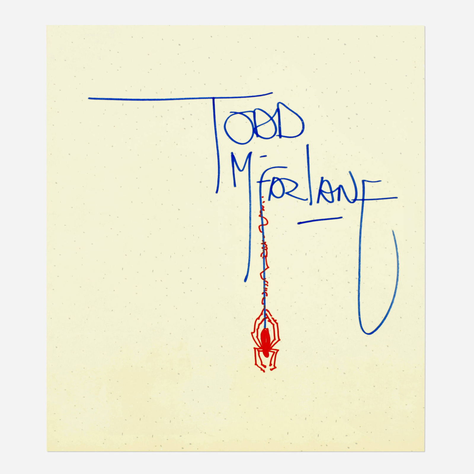 Todd McFarlane, Todd McFarlane Signature and Sketch: Todd McFarlane Todd McFarlane Signature and Sketch marker on board 10.75 h x 9.5 w in (27 x 24 cm) Condition Notes: Some wear along edges and corners. Art is in overall excellent co