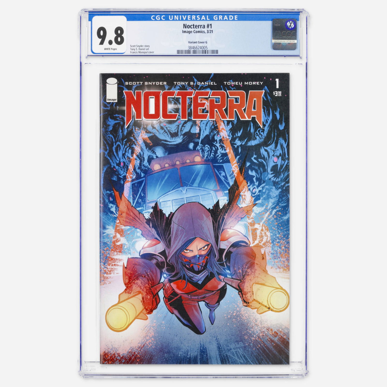 Image Comics Nocterra #1 CGC 9.8 Variant Cover G: Image Comics Nocterra #1 CGC 9.8 Variant Cover G USA, 2021 This Modern Age debut by Scott Snyder and Tony S. Daniel features a stunning cover by Francis Manapul. This copy represents a significant fin