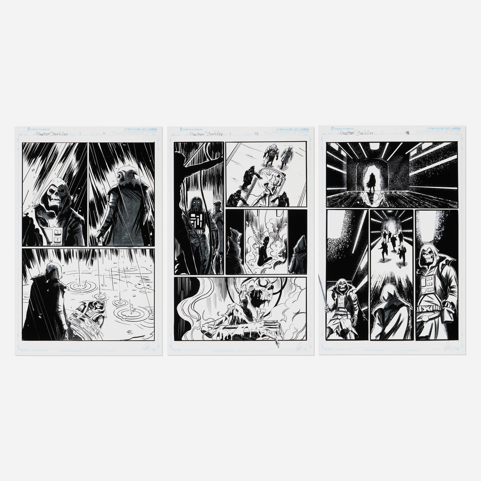 Joseph Schmalke, Phantom Starkiller #1 Story Pages 11,13,16 Original Art (Scout Comics, 2020): Joseph Schmalke Phantom Starkiller #1 Story Pages 11,13,16 Original Art (Scout Comics, 2020) USA, 2020Artist Proof on Cardstock 17 h x 11 w in (43 x 28 cm) Condition Notes: Ar