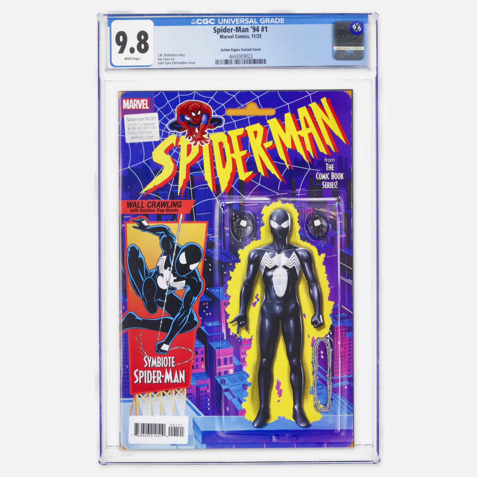 Marvel Comics Spider-Man '94 #1 CGC 9.8 Action Figure Variant Cover: Marvel Comics Spider-Man '94 #1 CGC 9.8 Action Figure Variant Cover USA, 2005 This Modern Age tribute features a John Tyler Christopher action figure cover and a story by J.M. DeMatteis. This copy