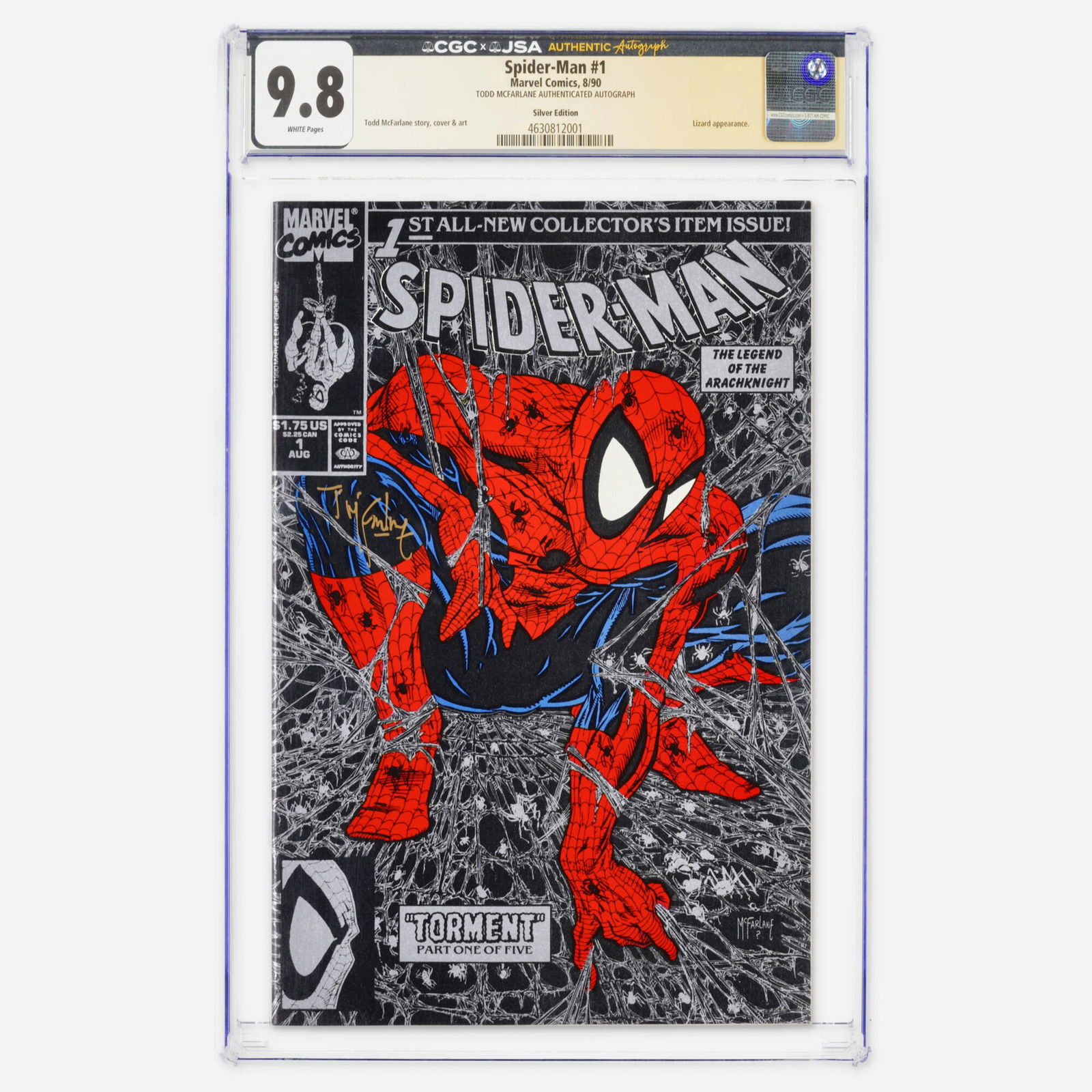 Marvel Comics Spider-Man #1 CGC 9.8 Silver Edition JSA Todd McFarlane (1 of 2)
