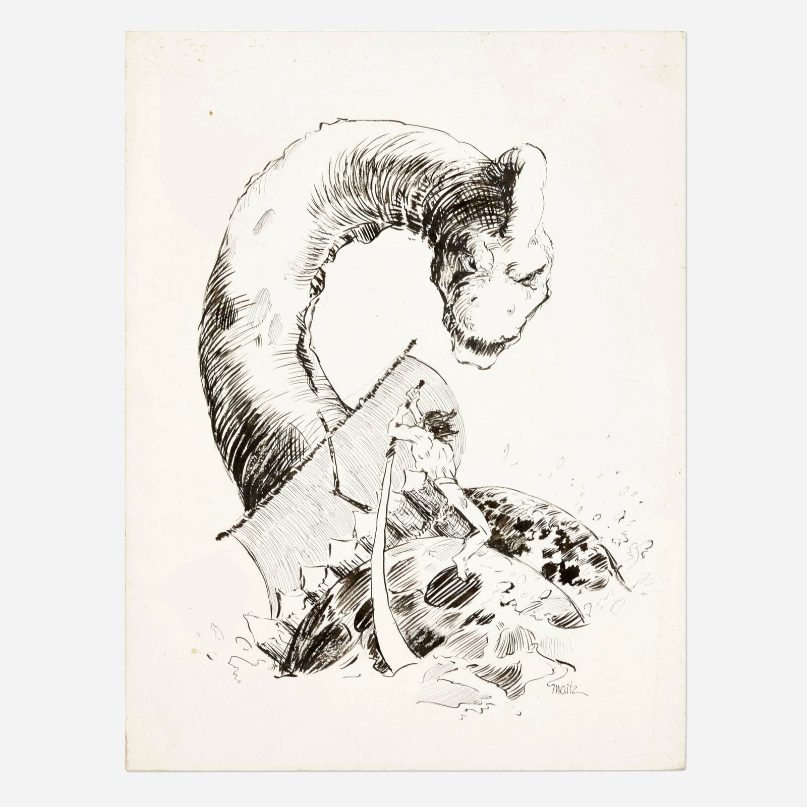 Don Maitz, Fantasy Illutration Original Art: Don Maitz Fantasy Illutration Original Art pencil and ink on illustration board 13 h x 10 w in (33 x 25 cm) Condition Notes: Some wear along corners and edges. Minor discoloration and dirt. Art is