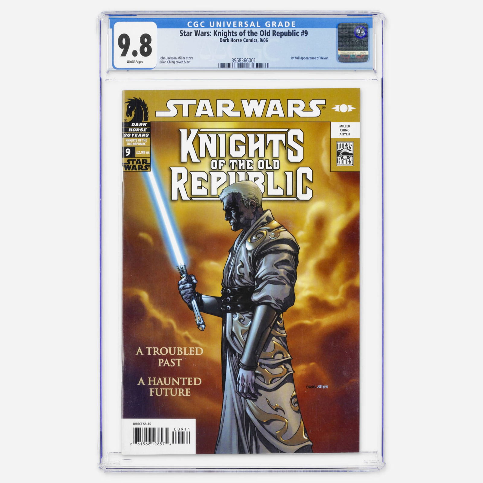 Dark Horse Comics Star Wars: Knights of the Old Republic #9 CGC 9.8: Dark Horse Comics Star Wars: Knights of the Old Republic #9 CGC 9.8 USA, 2006 An essential Modern Age Star Wars key featuring the first full appearance of Revan. The story is by John Jackson Miller wi
