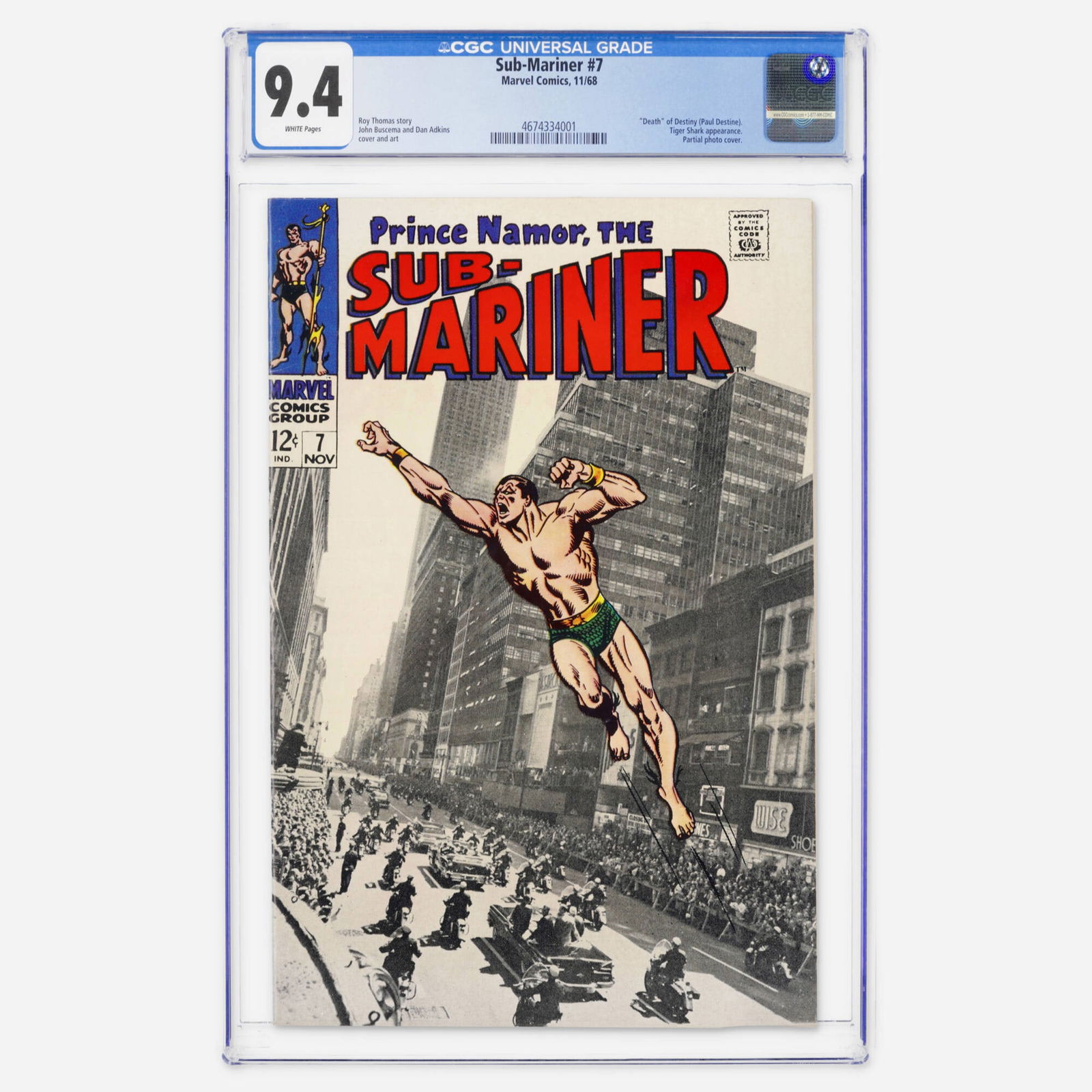 Marvel Comics Sub-Mariner #7 CGC 9.4 (1 of 2)