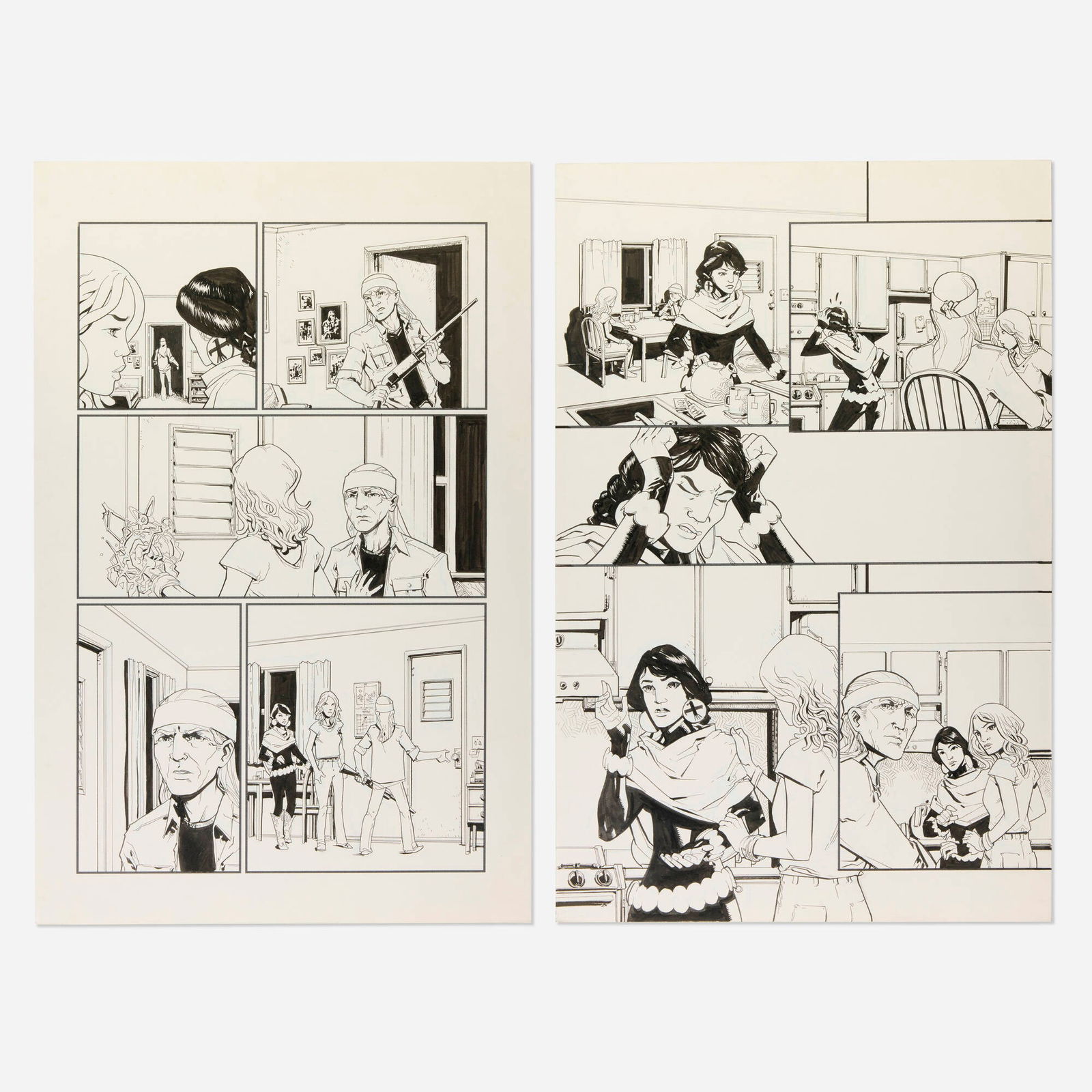 Andy MacDonald, Teen Titans: Earth One Story Pages 46 and 47 Original Art (DC Comics, 2016): Andy MacDonald Teen Titans: Earth One Story Pages 46 and 47 Original Art (DC Comics, 2016) USApencil and ink on Bristol board 17 h x 11 w in (43 x 28 cm) Condition Notes: Art