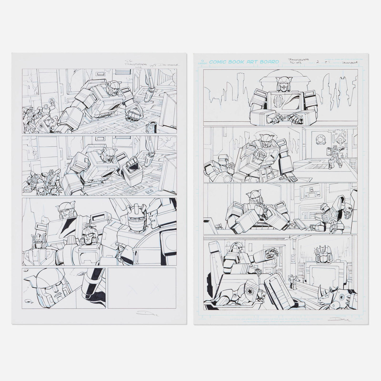 Dan Khanna, Transformers: Shattered Glass II #2 Story Pages 16 and 18 Original Art: Dan Khanna Transformers: Shattered Glass II #2 Story Pages 16 and 18 Original Art (I.D.W. Comics, 2022) digital pencil and traditional ink on Bristol board 17 h x 11 w in (43 x 28 cm) Original art p