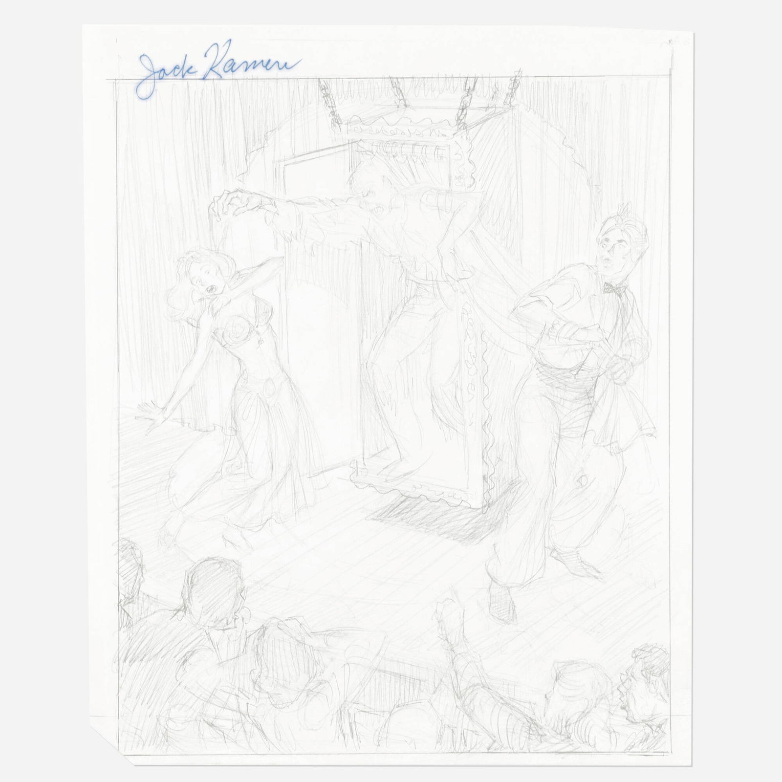 Jack Kaman, Vault of Horror #13 Cover Preliminary Original Art (EC Publications, 1950): Jack Kaman Vault of Horror #13 Cover Preliminary Original Art (EC Publications, 1950) pencil on paper 11.25 h x 9.25 w in (29 x 23 cm) Condition Notes: Art is in overall good condition with a 0.5