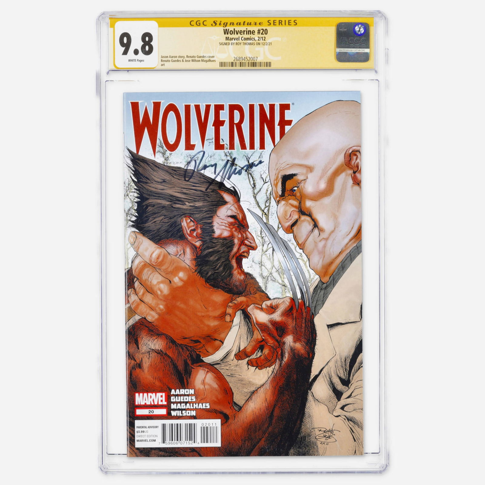 Marvel Comics Wolverine #20 CGC 9.8 Signature Series Roy Thomas: Marvel Comics Wolverine #20 CGC 9.8 Signature Series Roy Thomas USA, 2012 Signed by Roy Thomas, this Modern Age issue concludes the Goodbye, Chinatown arc. The cover and art are provided by Renato