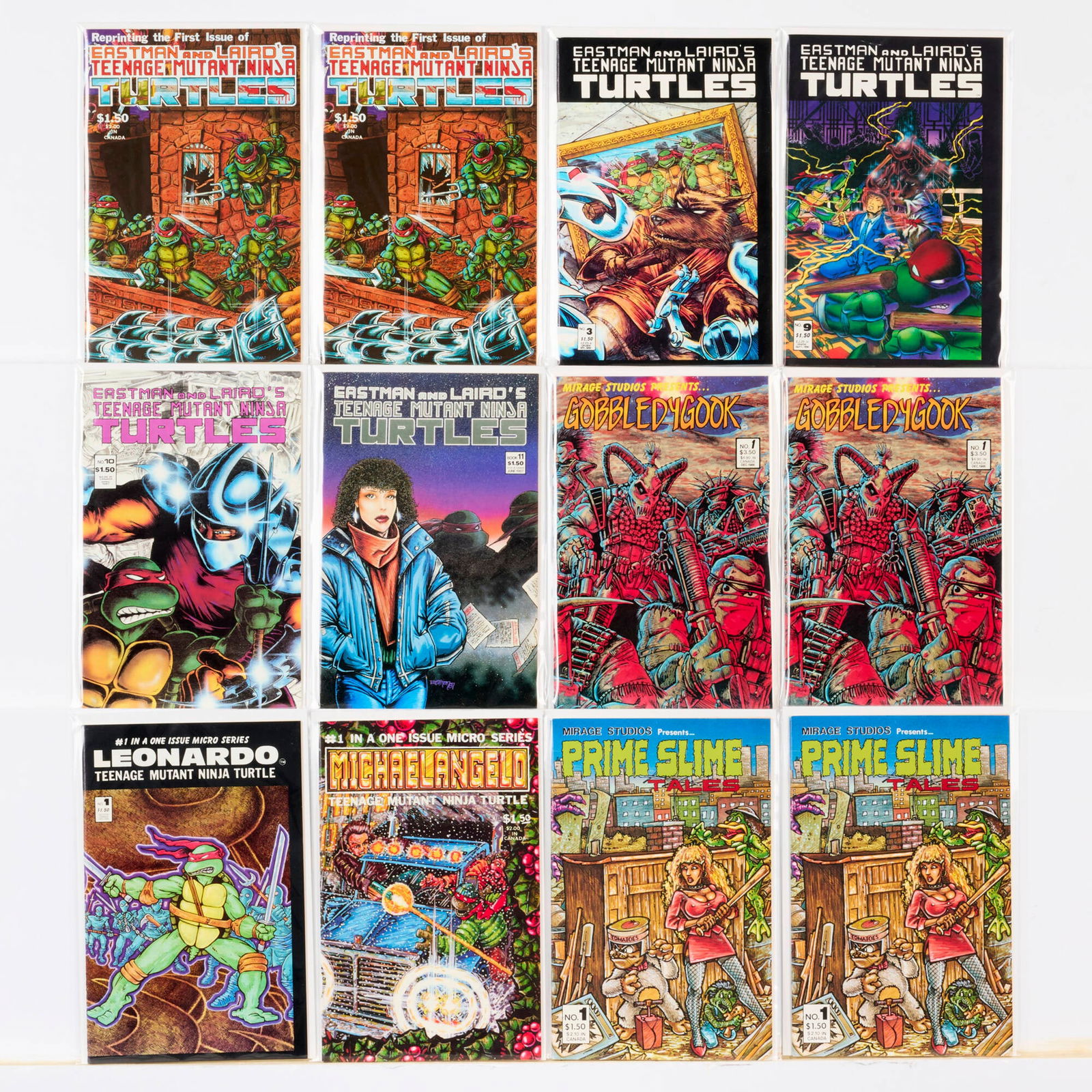 14 Mirage Studios Teenage Mutant Ninja Turtles Related Group: 14 Mirage Studios Teenage Mutant Ninja Turtles Related Group USA, 20th Century Group includes:Mirage Studios Teenage Mutant Ninja Turtles #1 4th Print (x2), #3 2nd Printing, #9-#11; Gobbledygook