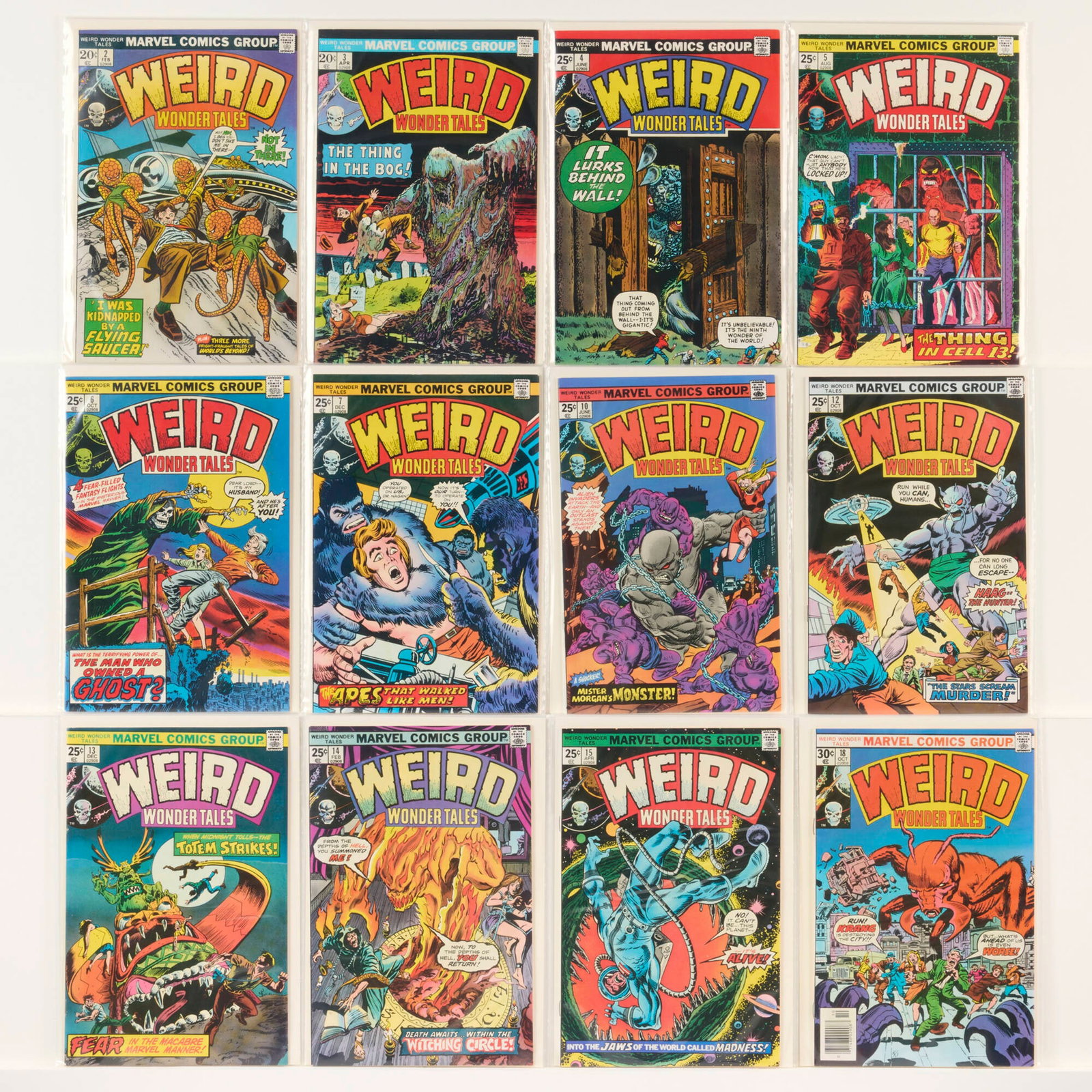 15 Marvel Comics Weird Wonder Tales #2-#22 Group: 15 Marvel Comics Weird Wonder Tales #2-#22 Group USA, 20th Century Group includes:Marvel Comics Weird Wonder Tales #2-#7, #10, #12-#15, #18, #19, #21, #22. (Grades range 5.0-7.5).