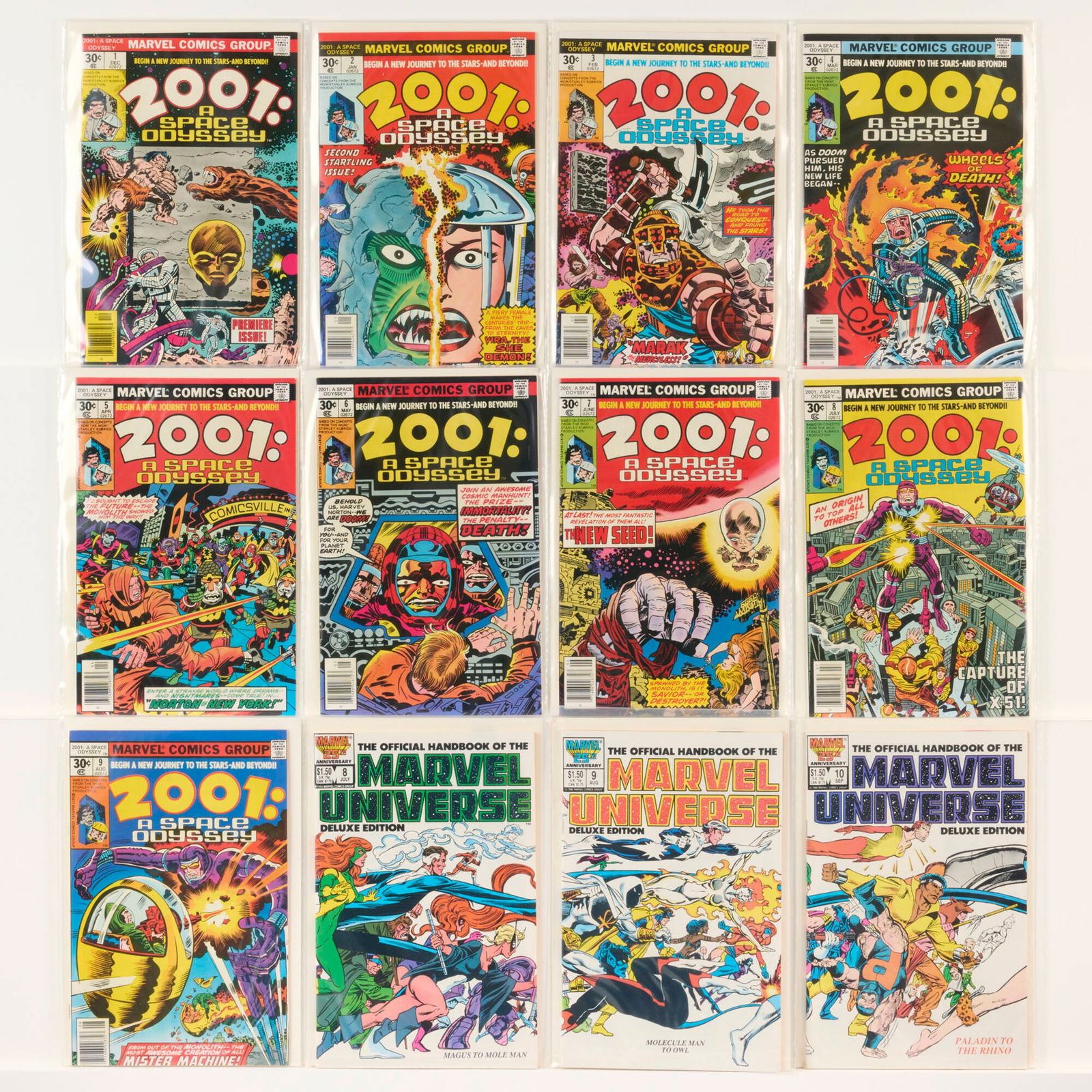 20 Marvel Comics Mixed Title Group: 20 Marvel Comics Mixed Title Group USA, 20th Century Group includes:Marvel Comics 2001: A Space Odyssey #1-#9 (Grades range 6.0-8.5); Official Handbook of the Marvel Universe Deluxe Edition
