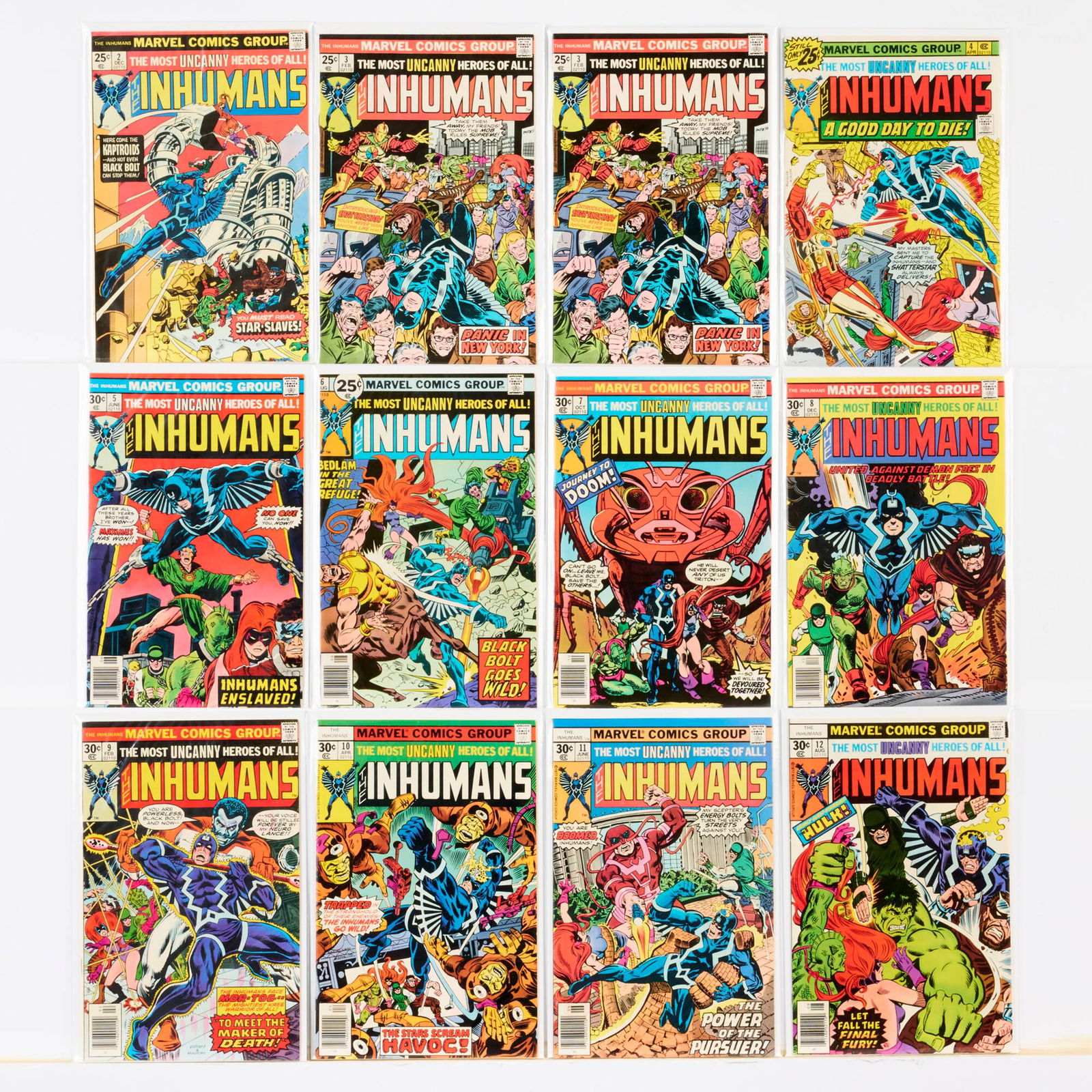 23 Marvel Comics Inhumans and Iron Fist Group: 23 Marvel Comics Inhumans and Iron Fist Group USA, 20th Century Group includes:Marvel Comics Inhumans #2, #3 (x2), #4-#12 (Grades range 5.0-8.0); Iron Fist #3-#11, #13, #15 (Grades range 4.5-7.5).
