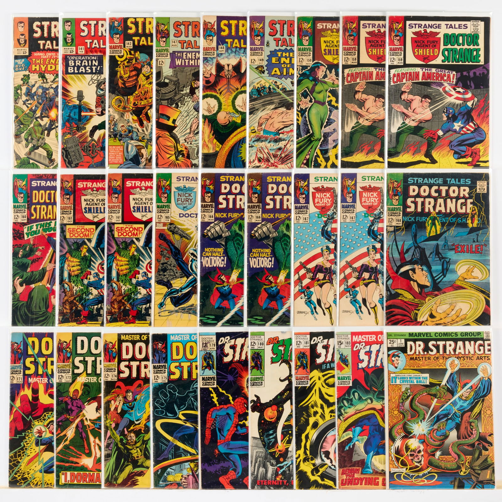 27 Marvel Comics Strange Tales and Doctor Strange Group: 27 Marvel Comics Strange Tales and Doctor Strange Group USA, 20th Century Group includes:Marvel Comics Doctor Strange #1 (4.0-5.0); Strange Tales #140-#142, #147-#150, #159 (x2), #160, #161