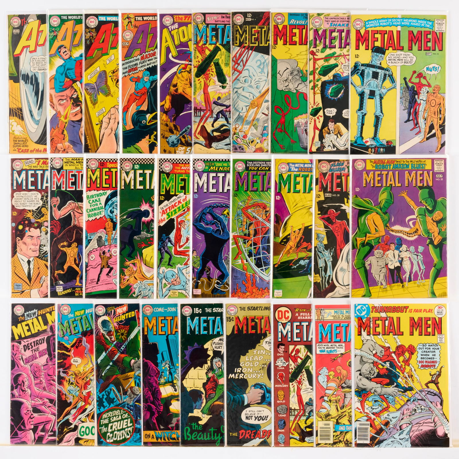 29 DC Comics Atom and Metal Men Group: 29 DC Comics Atom and Metal Men Group USA, 20th Century Group includes:DC Comics Atom #17, #34, #35, #37, #39 (Grades range 3.0-5.0); Metal Men #1, #4, #10, #12, #15, #17, #19, #20-#22, #26,