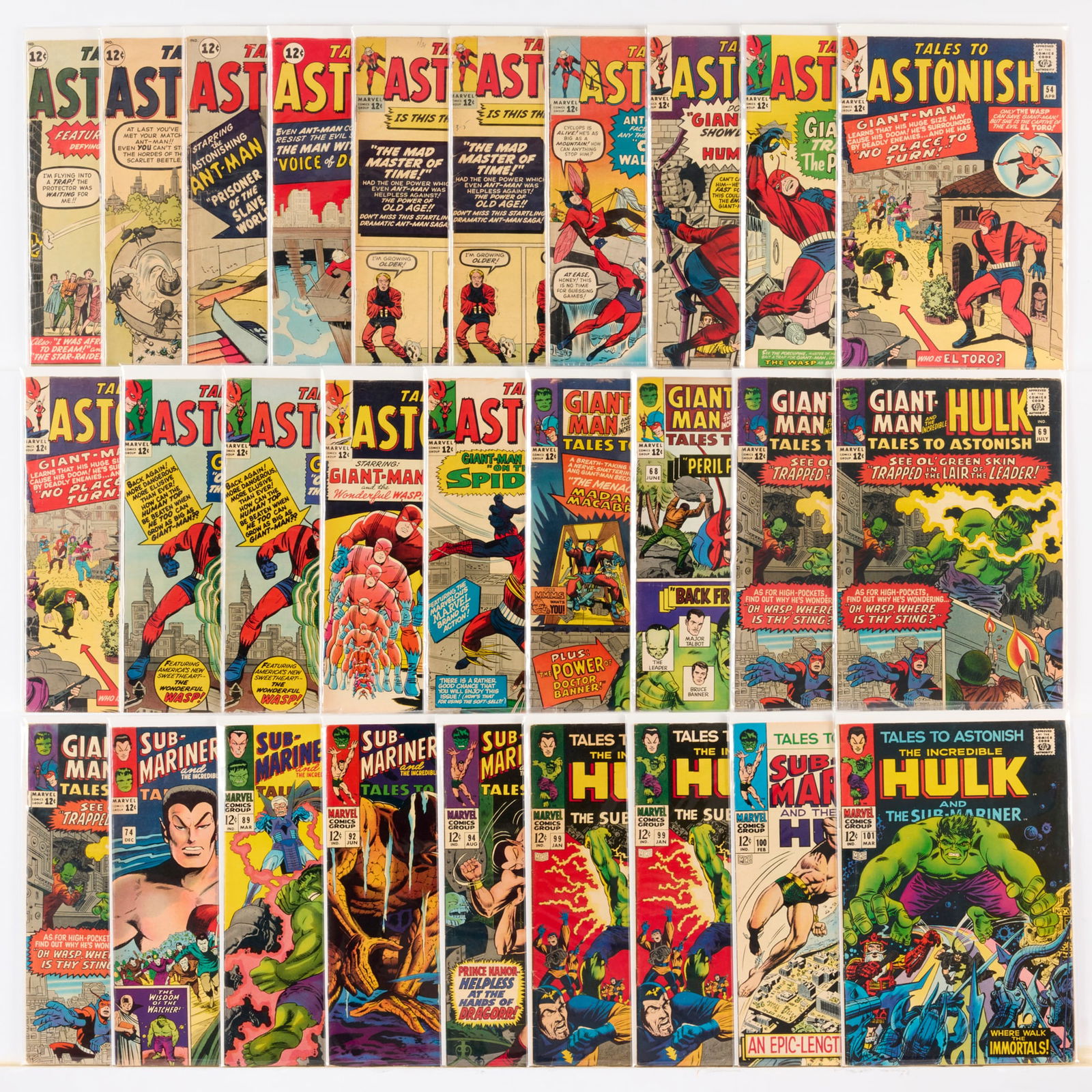 28 Marvel Comics Tales to Astonish #37-#101 Group: 28 Marvel Comics Tales to Astonish #37-#101 Group USA, 20th Century Group includes:Marvel Comics Tales to Astonish #37, #39, #41, #42, #43 (x2) (Grades range 1.5-3.0), #46, #51, #53, #54 (x2), #55