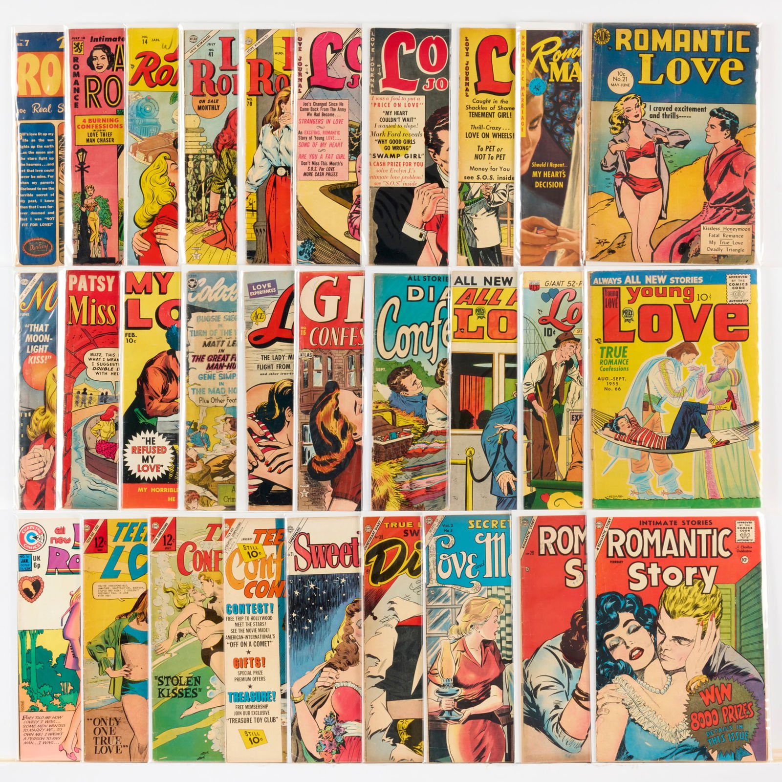 29 Golden Age Romance Comic Group: 29 Golden Age Romance Comic Group USA, 20th Century Group includes: Ace Periodicals Love Experiences #14; American Comics Group Lovelorn #15; Archie Publication Darling Romance #7; Atlas Comics