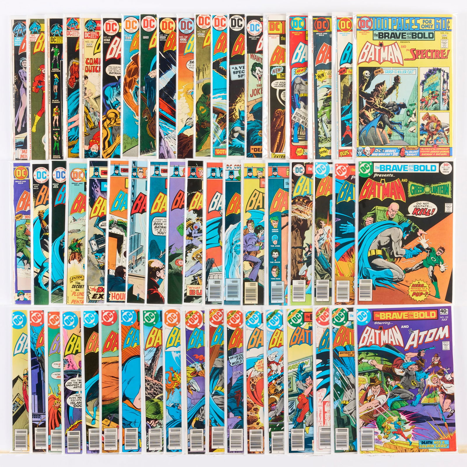 55 DC Comics Brave and the Bold #98-#152 Group: 55 DC Comics Brave and the Bold #98-#152 Group USA, 20th Century Group includes:DC Comics Brave and the Bold #98, #99 (Grades range 5.0-7.0), #1000 (3.0-5.0), #101-#111 (Grades range 5.0-7.0), #112