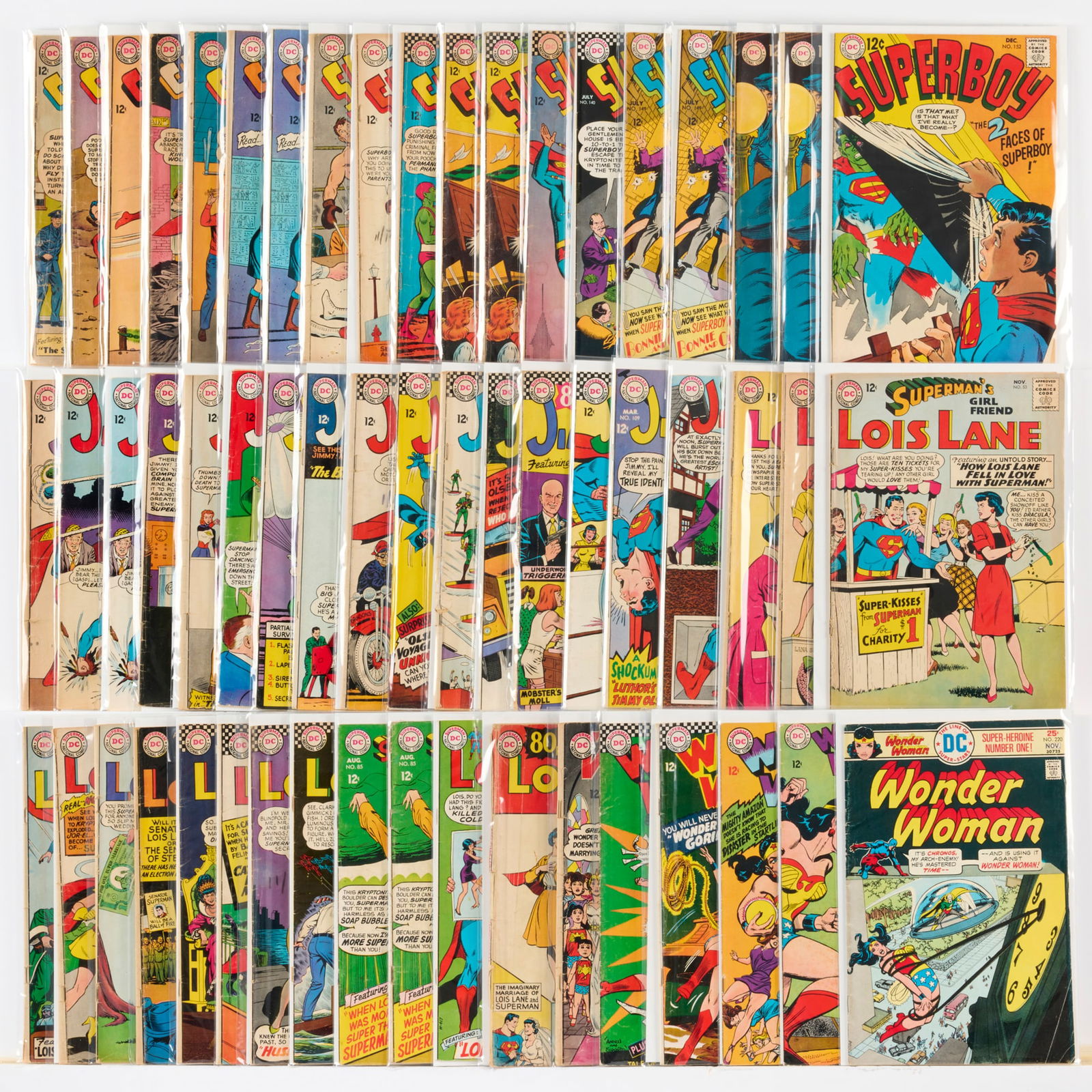 56 DC Comics Superman and Wonder Woman Related Group: 56 DC Comics Superman and Wonder Woman Related Group USA, 20th Century Group includes:DC Comics Superboy #105, #106, #109, #116, #122 (Grades range 1.8-2.5), #123 (x2) (3.0-5.0), #124, #126, #128,