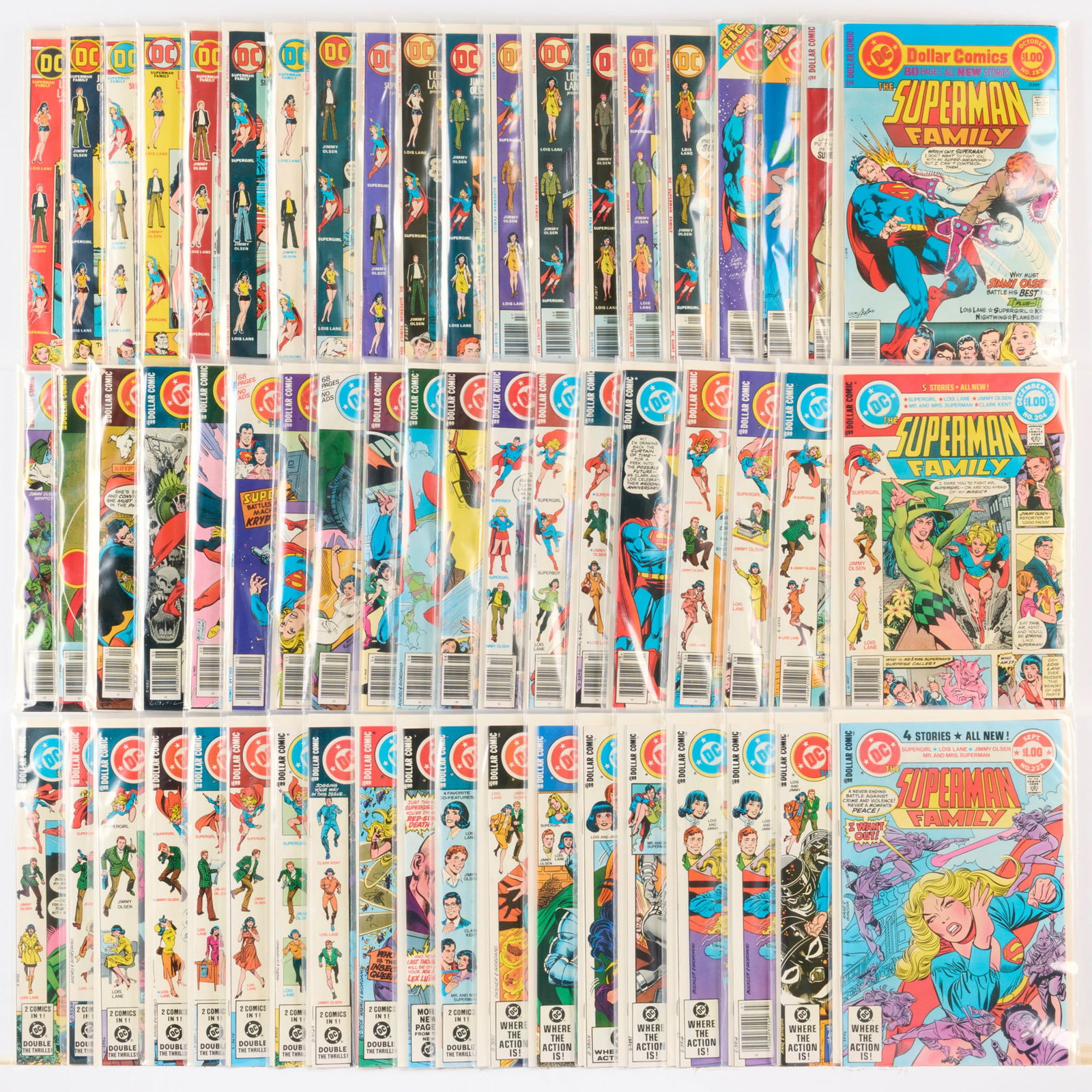 58 DC Comics Superman Family #166-#222 Group: 58 DC Comics Superman Family #166-#222 Group USA, 20th Century Group includes:DC Comics Superman Family #166-#219, #220 (x2), #221, #222 (Grades range 6.0-8.0).The following issues are newsstand: