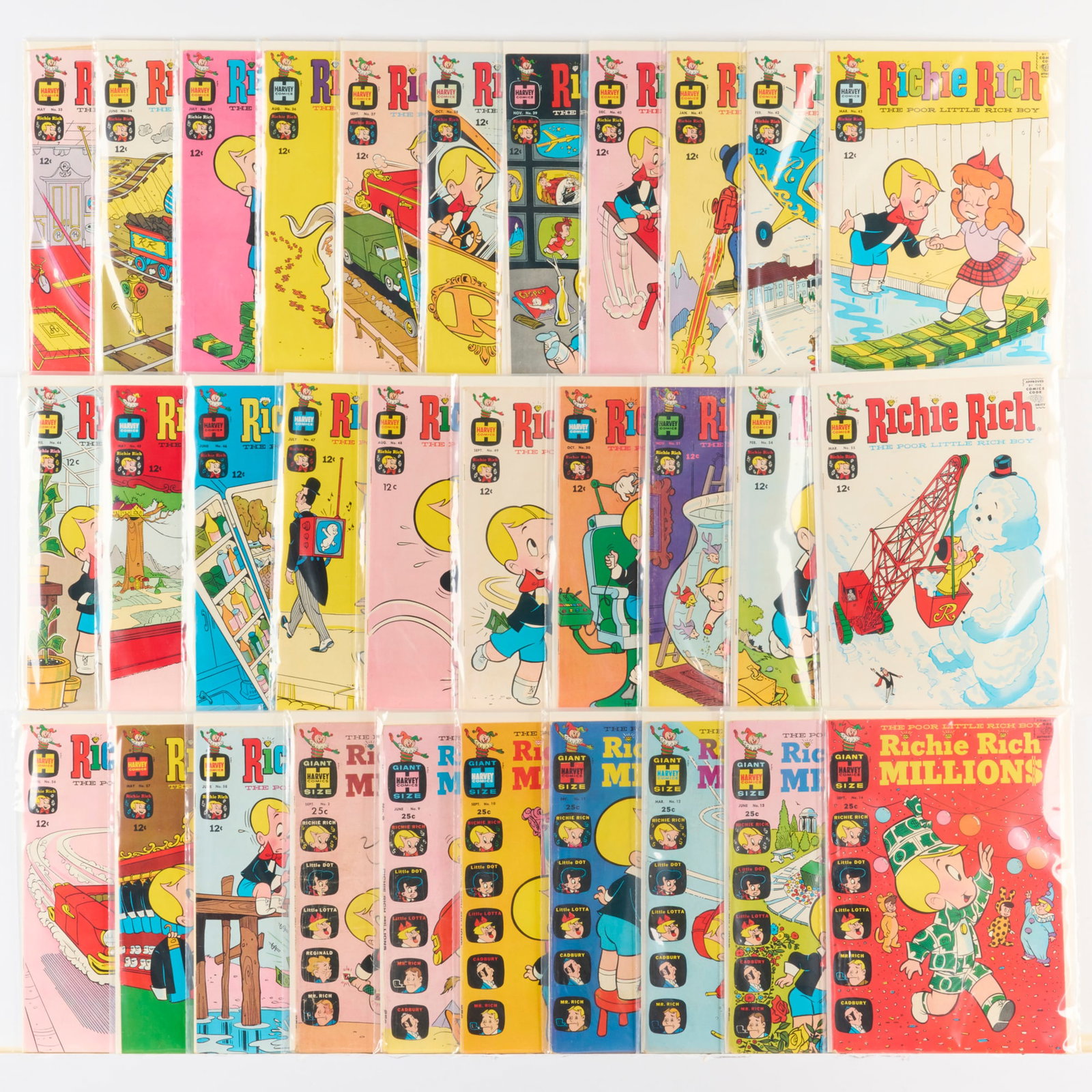 61 Harvey Comics Richie Rich Related Group: 61 Harvey Comics Richie Rich Related Group USA, 20th Century Group includes:Harvey Comics Richie Rich #33 (2.0), #34-#36 (Grades range 3.0-5.0), #37-#41 (Grades range 4.0-6.0), #42-#51 (Grades rang