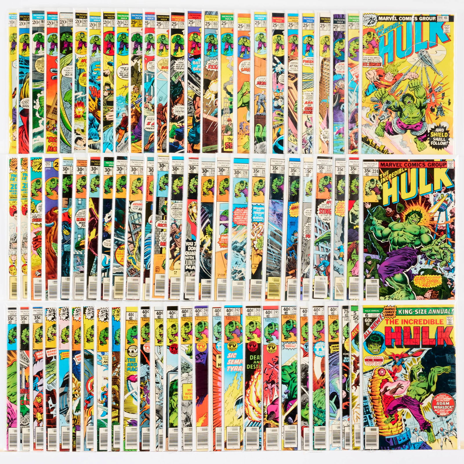 76 Marvel Comics Incredible Hulk #147-#250 Group: 76 Marvel Comics Incredible Hulk #147-#250 Group USA, 20th Century Group includes:Marvel Comics Incredible Hulk #147, #164, #165, #167-#170, #172, #173, #175-#179, #183-#185, #187, #191,
