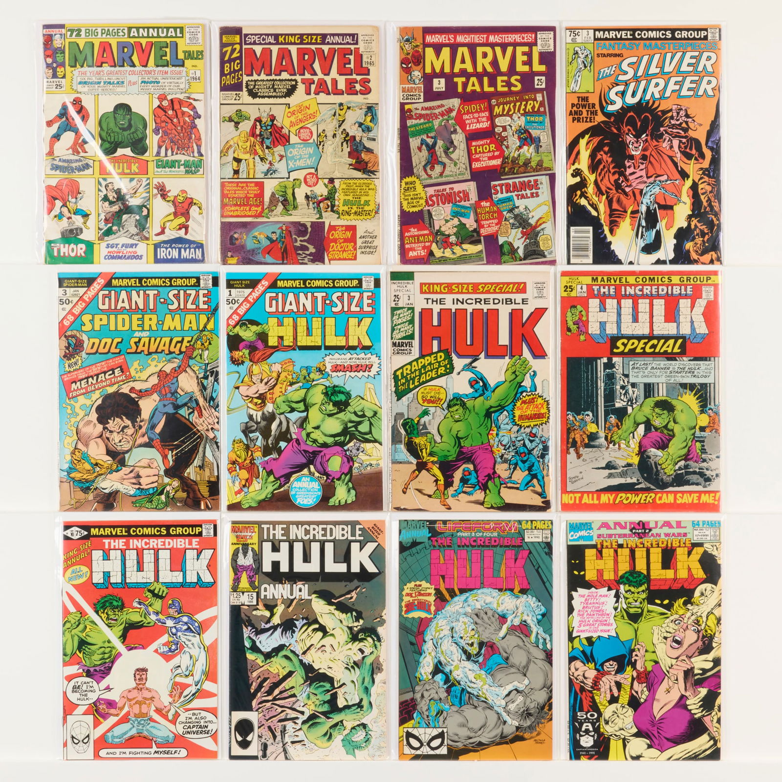 16 Marvel Comics Incredible Hulk and Marvel Tales Group: 16 Marvel Comics Incredible Hulk and Marvel Tales Group USA, 20th Century Group includes:Marvel Comics Fantasy Masterpieces #3 (4.0-6.0); Incredible Hulk #364, #386; Incredible Hulk Annual #3, #4,