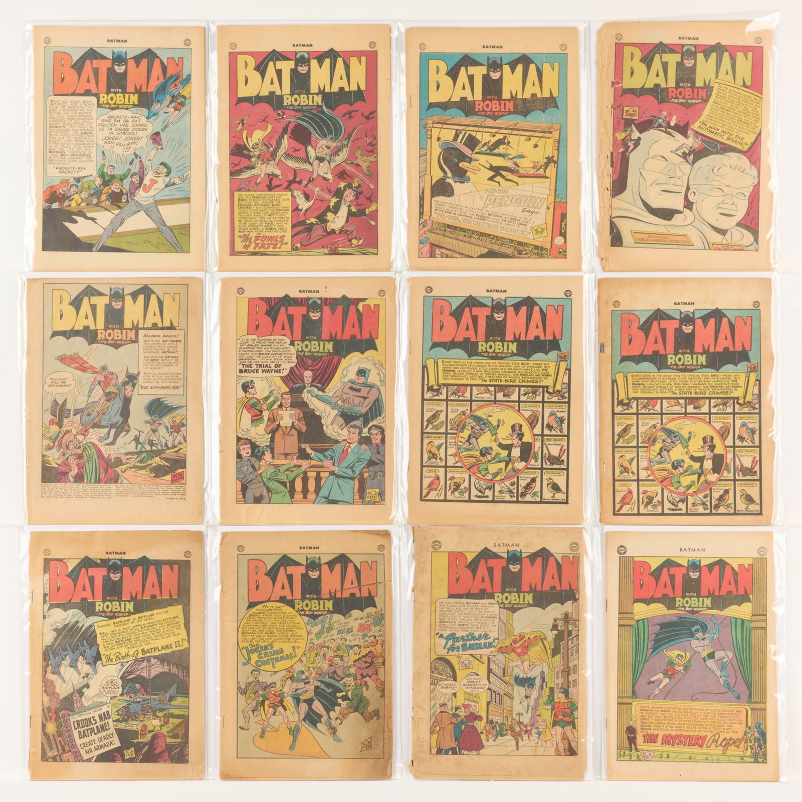 17 DC Comics Batman #32-#96 Coverless Group: 17 DC Comics Batman #32-#96 Coverless Group USA, 20th Century Group includes:DC Comics Batman #32, #48, #51, #52, #57, #58 (x2), #61, #63, #65, #67, #68, #78, #82, #96; Batman Annual #2 (All books