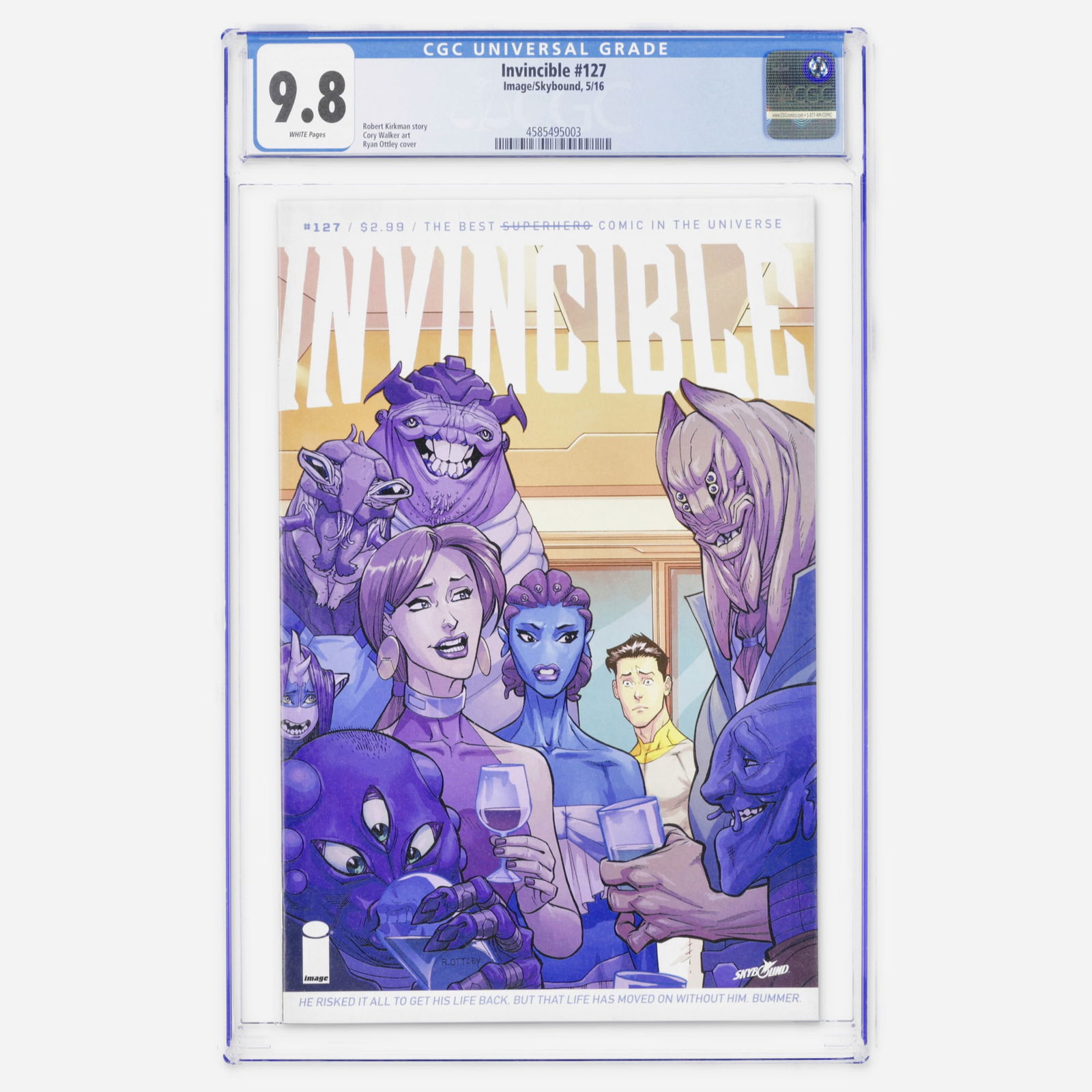 Image/Skybound Invincible #127 CGC 9.8: Image/Skybound Invincible #127 CGC 9.8 USA, 2016 Invincible #127, written by Robert Kirkman with interior art by Cory Walker and a cover by Ryan Ottley. Even as a modern issue published in 2016,