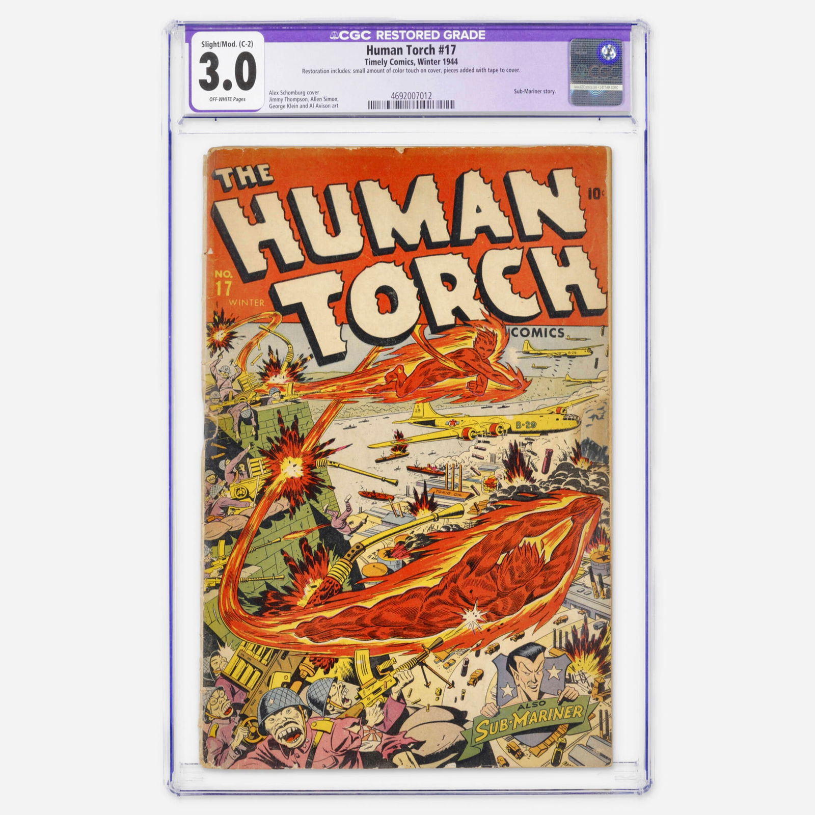 Timely Comics Human Torch #17 CGC 3.0 C-2