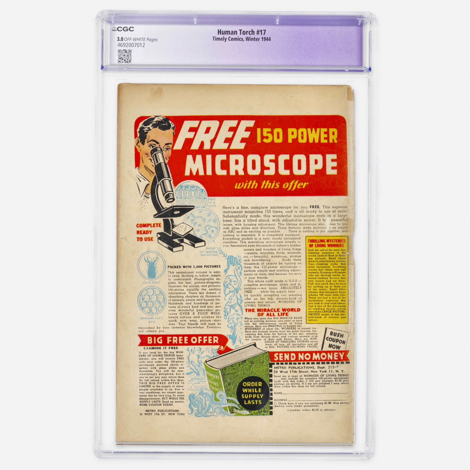 Timely Comics Human Torch #17 CGC 3.0 C-2 - 2