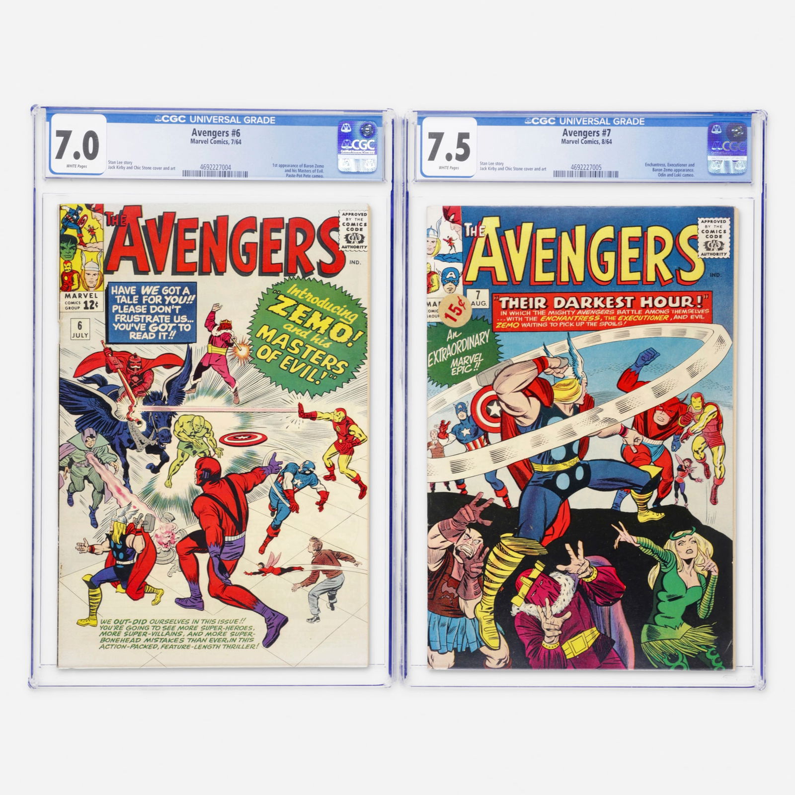 2 Marvel Comics Avengers #6 and #7 CGC Group (1 of 2)