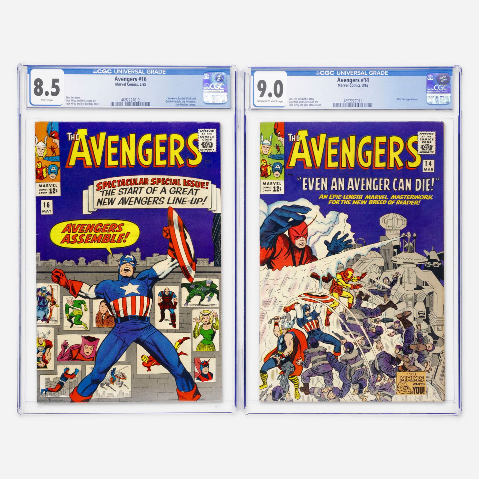 2 Marvel Comics Avengers #14 and #16 CGC Group (1 of 2)