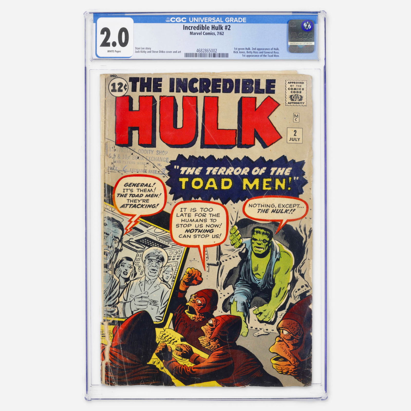 Marvel Comics Incredible Hulk #2 CGC 2.0 (1 of 2)