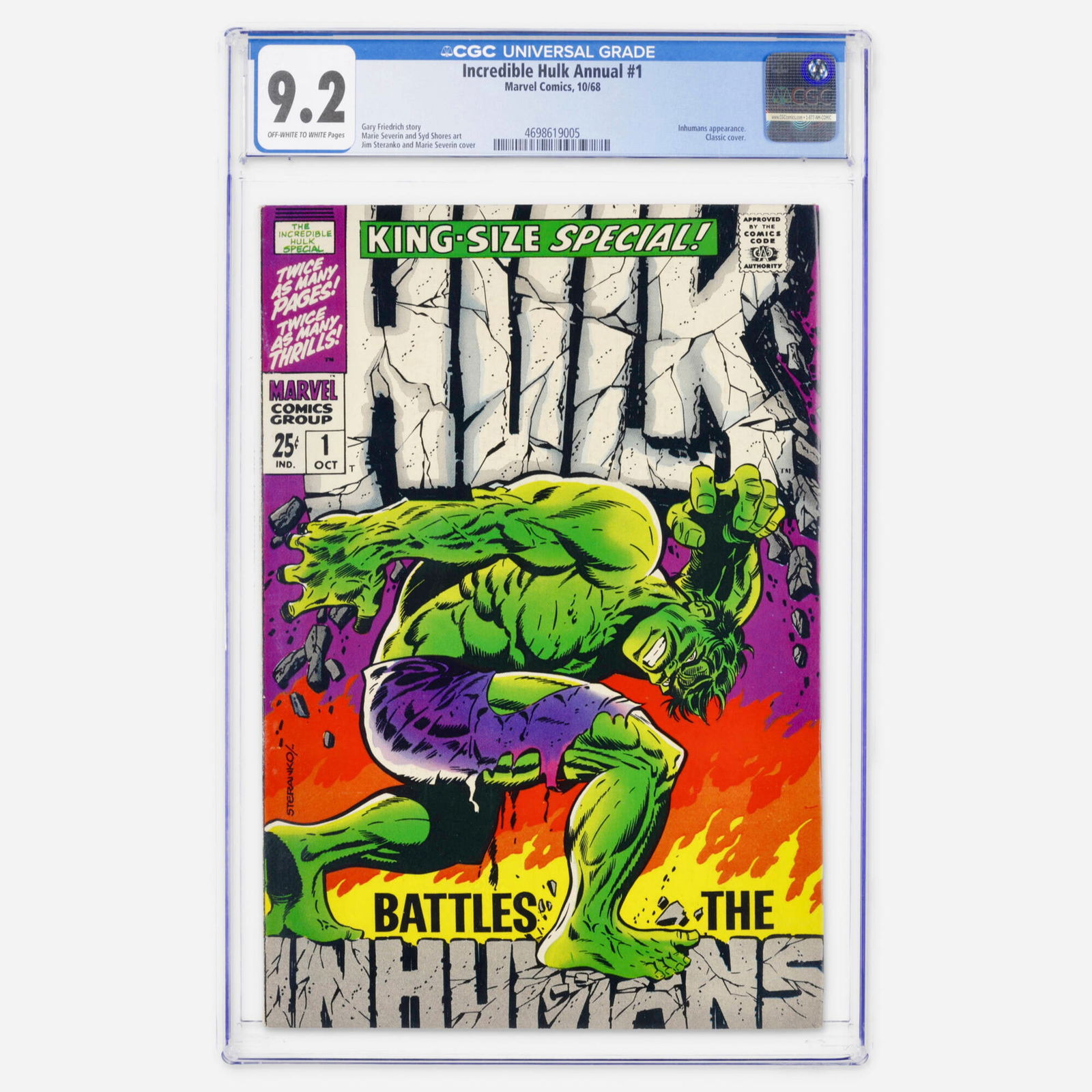 Marvel Comics Incredible Hulk Annual #1 CGC 9.2 (1 of 2)