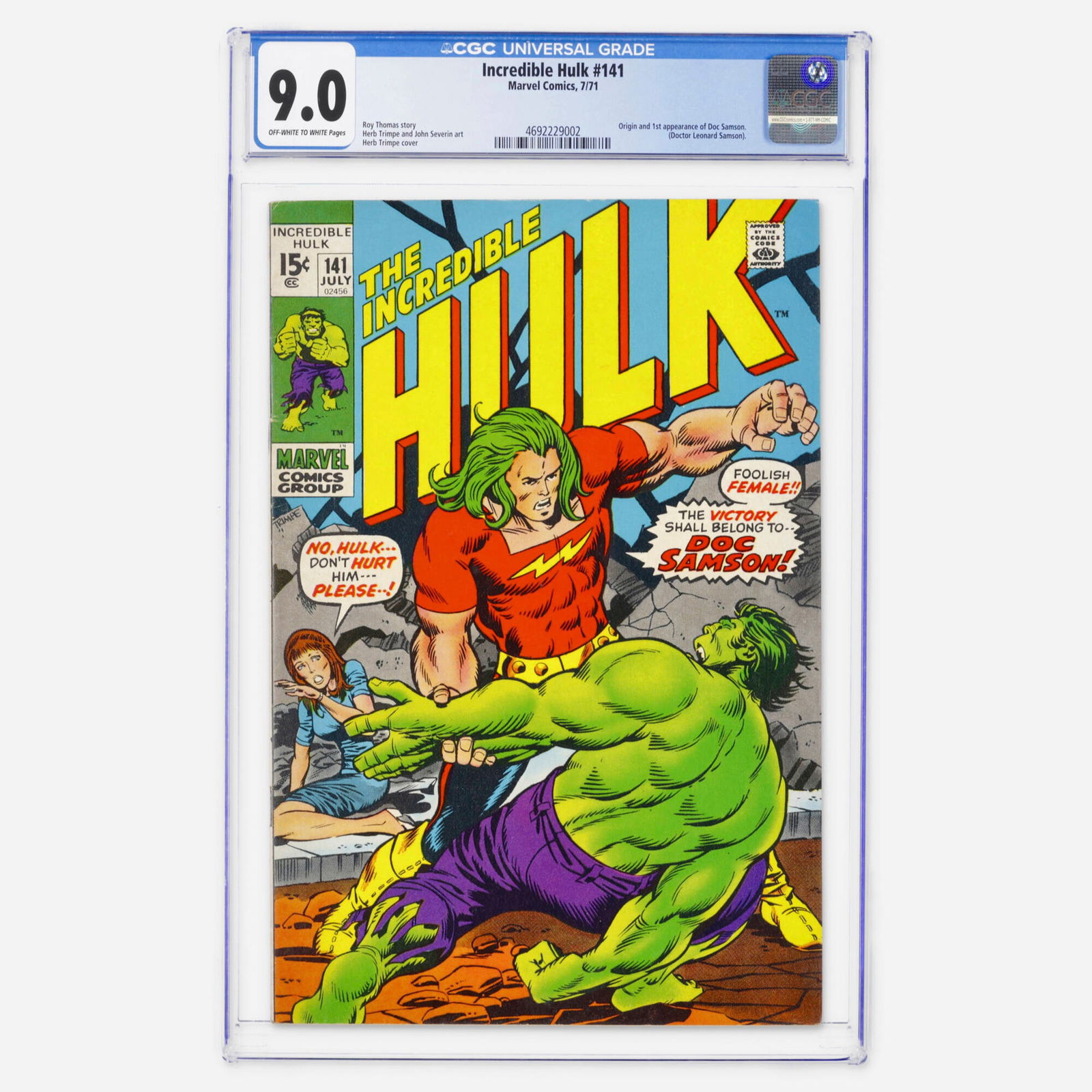 Marvel Comics Incredible Hulk #141 CGC 9.0 (1 of 2)