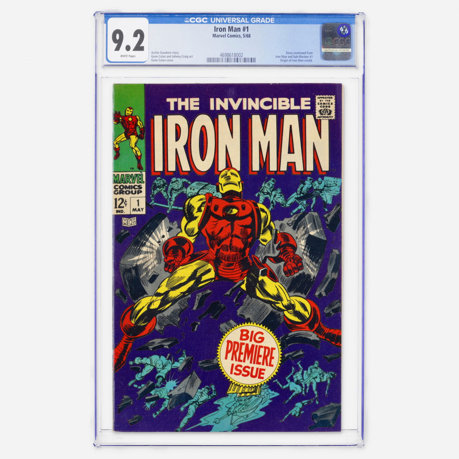 Marvel Comics Iron Man #1 CGC 9.2 (1 of 2)