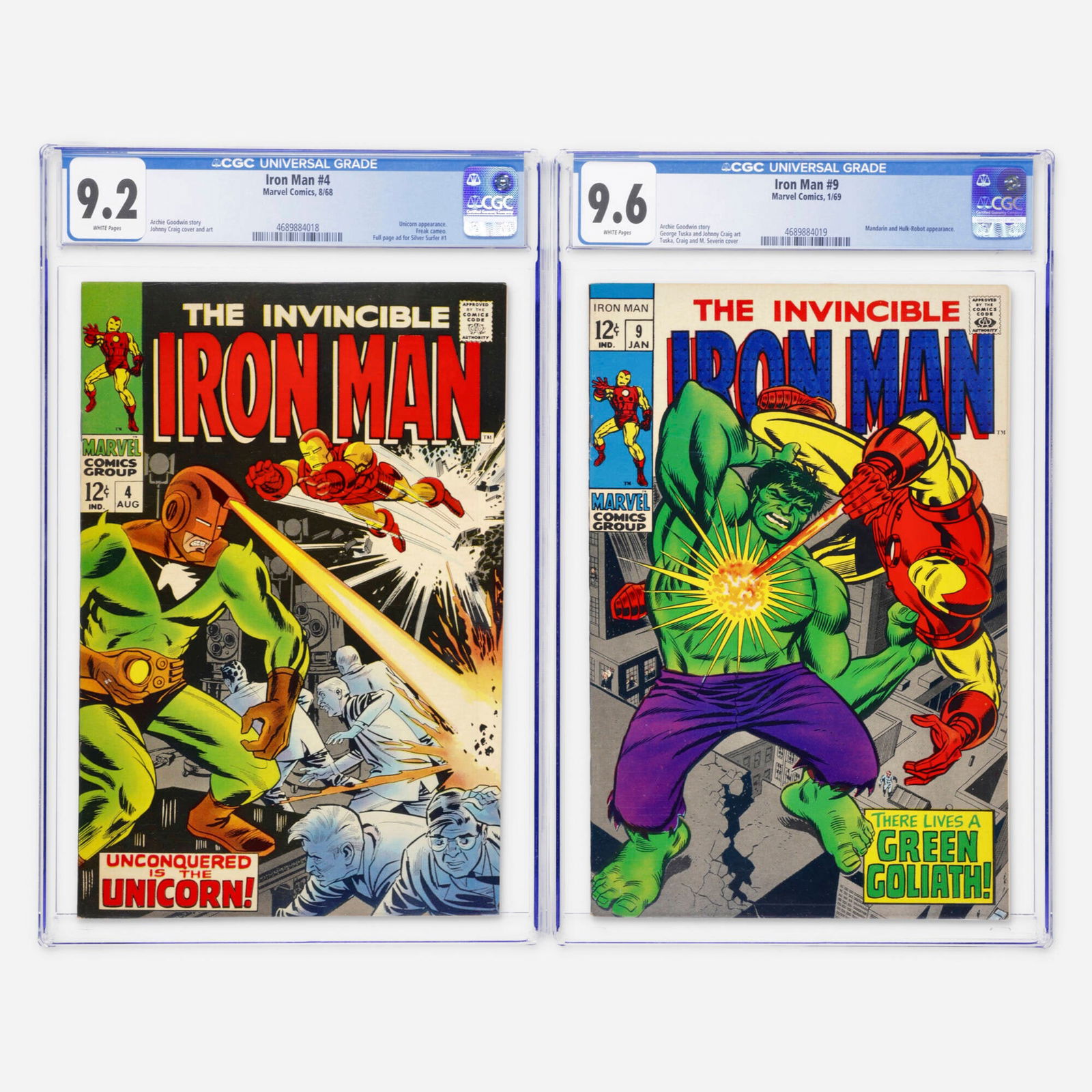 2 Marvel Comics Iron Man #4 and #9 CGC Group (1 of 2)