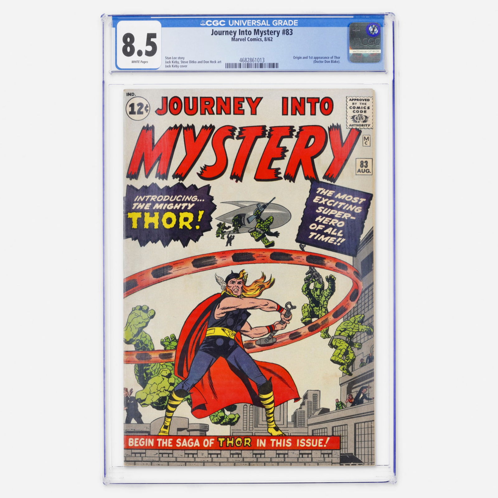 Marvel Comics Journey Into Mystery #83 CGC 8.5: Marvel Comics Journey Into Mystery #83 CGC 8.5 USA, 1962 An exceptional high grade survivor, this stunning CGC 8.5 with white pages represents a true time capsule from the dawn of the Marvel Age.