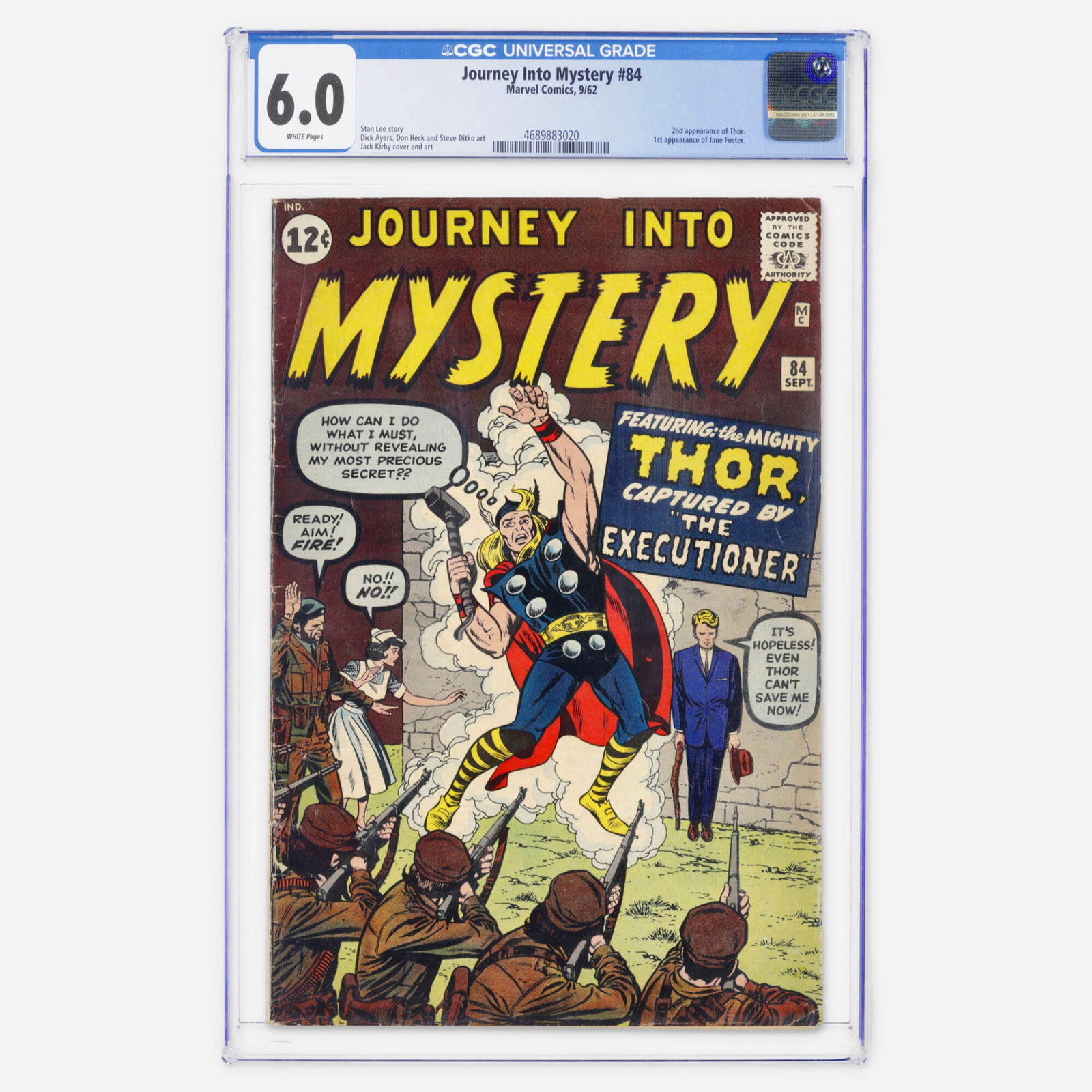 Marvel Comics Journey Into Mystery #84 CGC 6.0: Marvel Comics Journey Into Mystery #84 CGC 6.0 USA, 1962 Journey Into Mystery #84 features the second appearance of Thor and the first appearance of Jane Foster. Stan Lee story with interior art