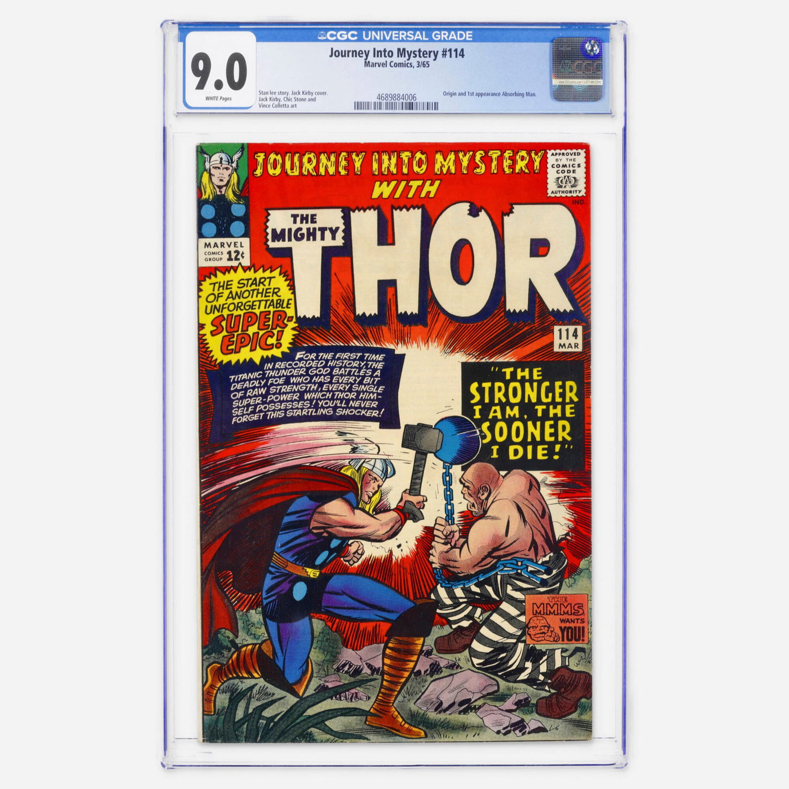 Marvel Comics Journey Into Mystery #114 CGC 9.0 (1 of 2)