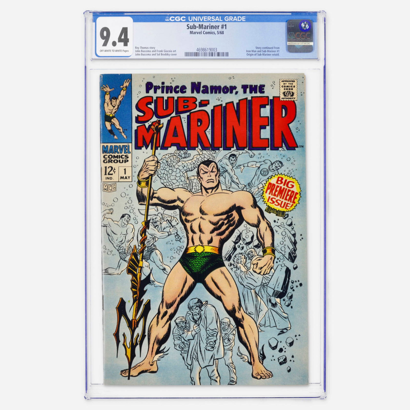 Marvel Comics Sub-Mariner #1 CGC 9.4 (1 of 2)