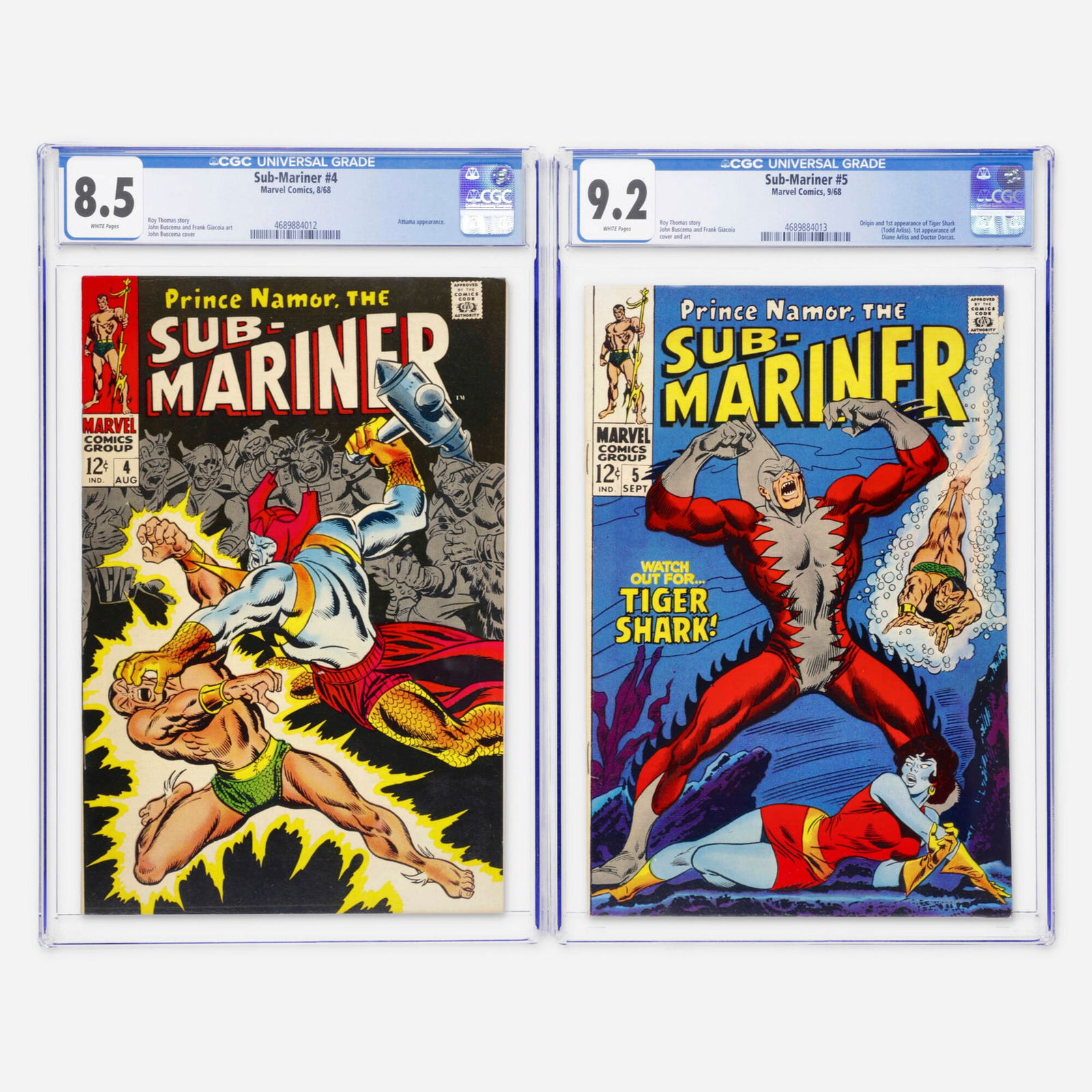 2 Marvel Comics Sub-Mariner #4 and #5 CGC Group (1 of 2)