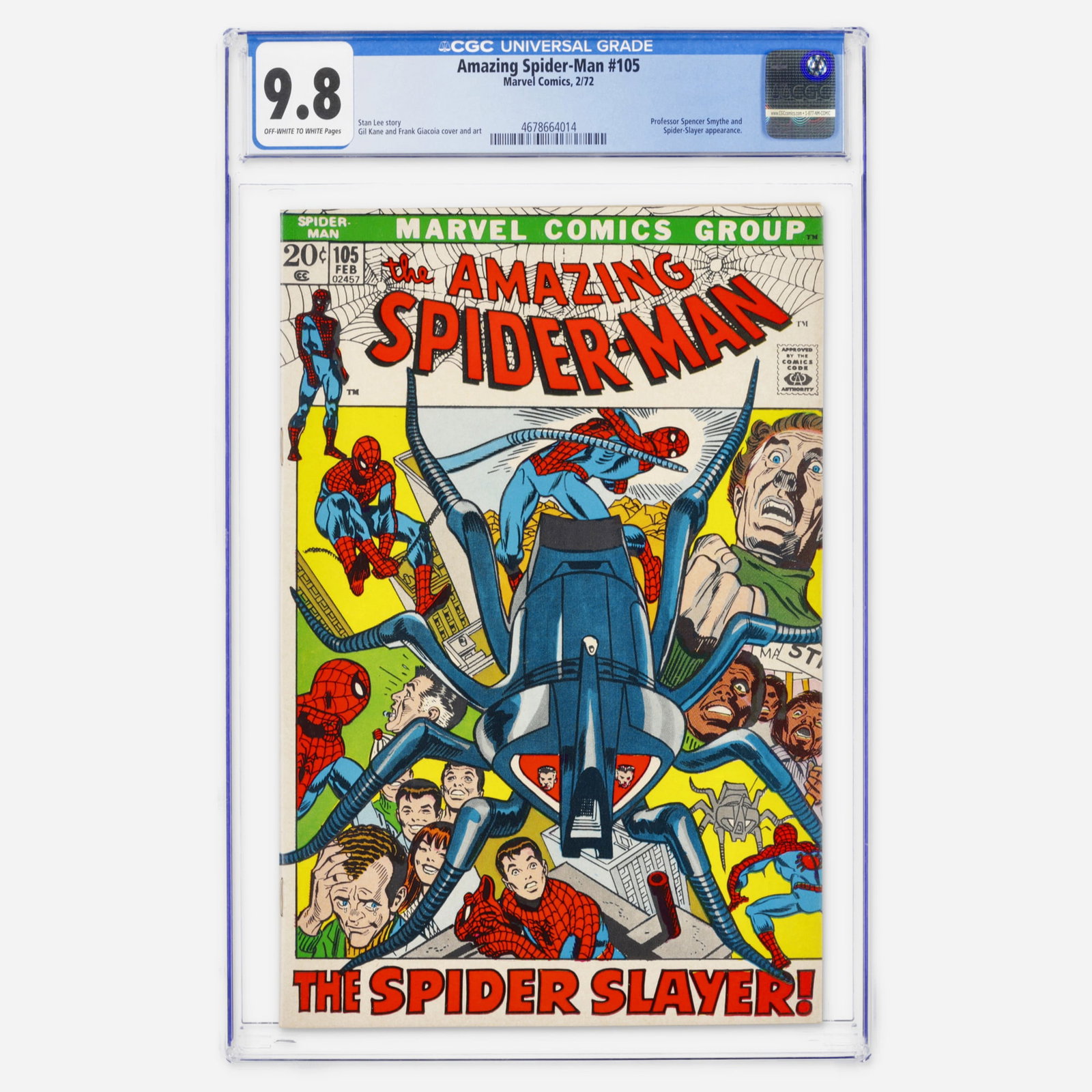 Marvel Comics Amazing Spider-Man #105 CGC 9.8: Marvel Comics Amazing Spider-Man #105 CGC 9.8 USA, 1972 This copy represents a significant find, achieving the highest-known top population status in this grade. From the Bronze Age, it features Profe